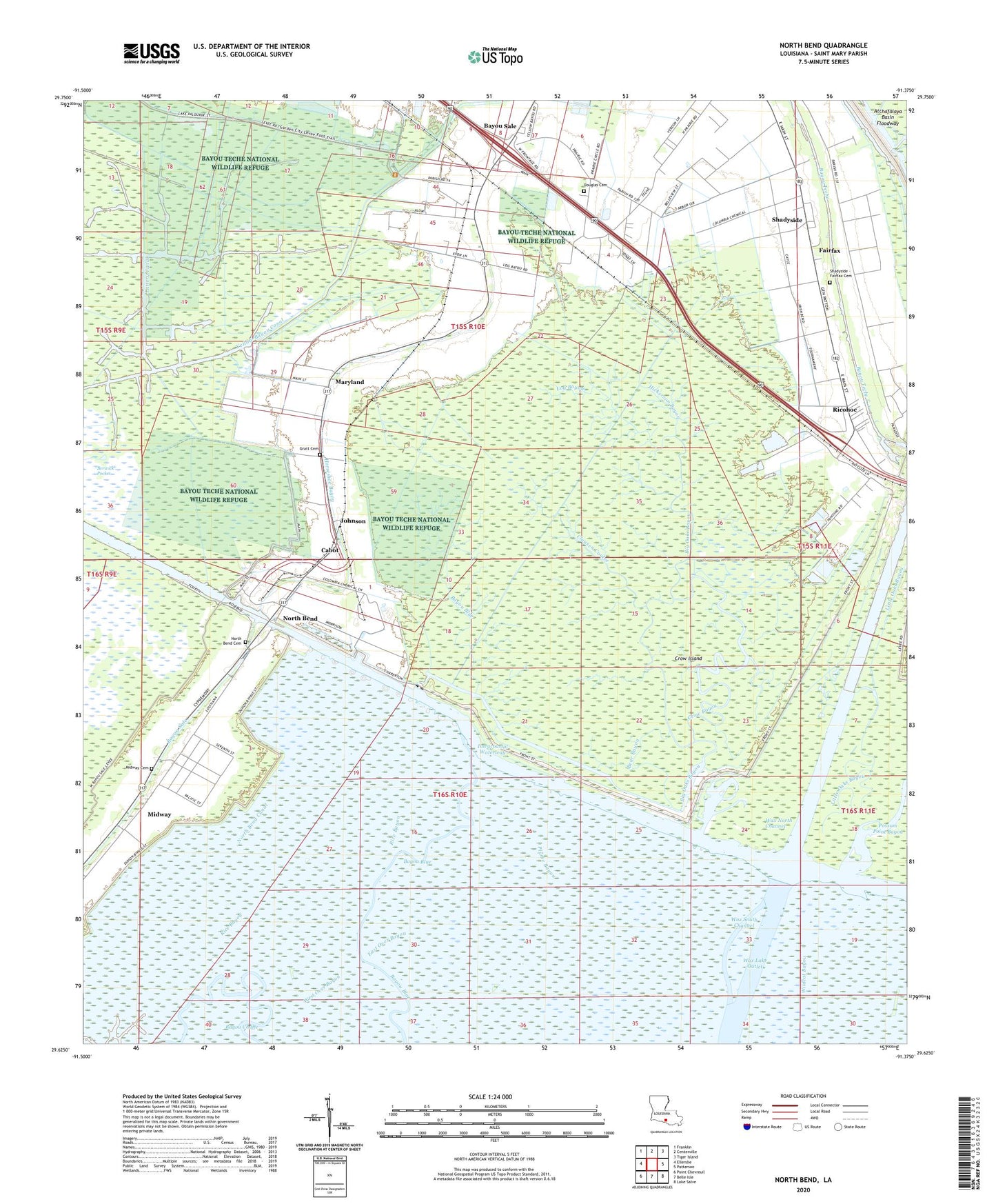 North Bend Louisiana US Topo Map Image