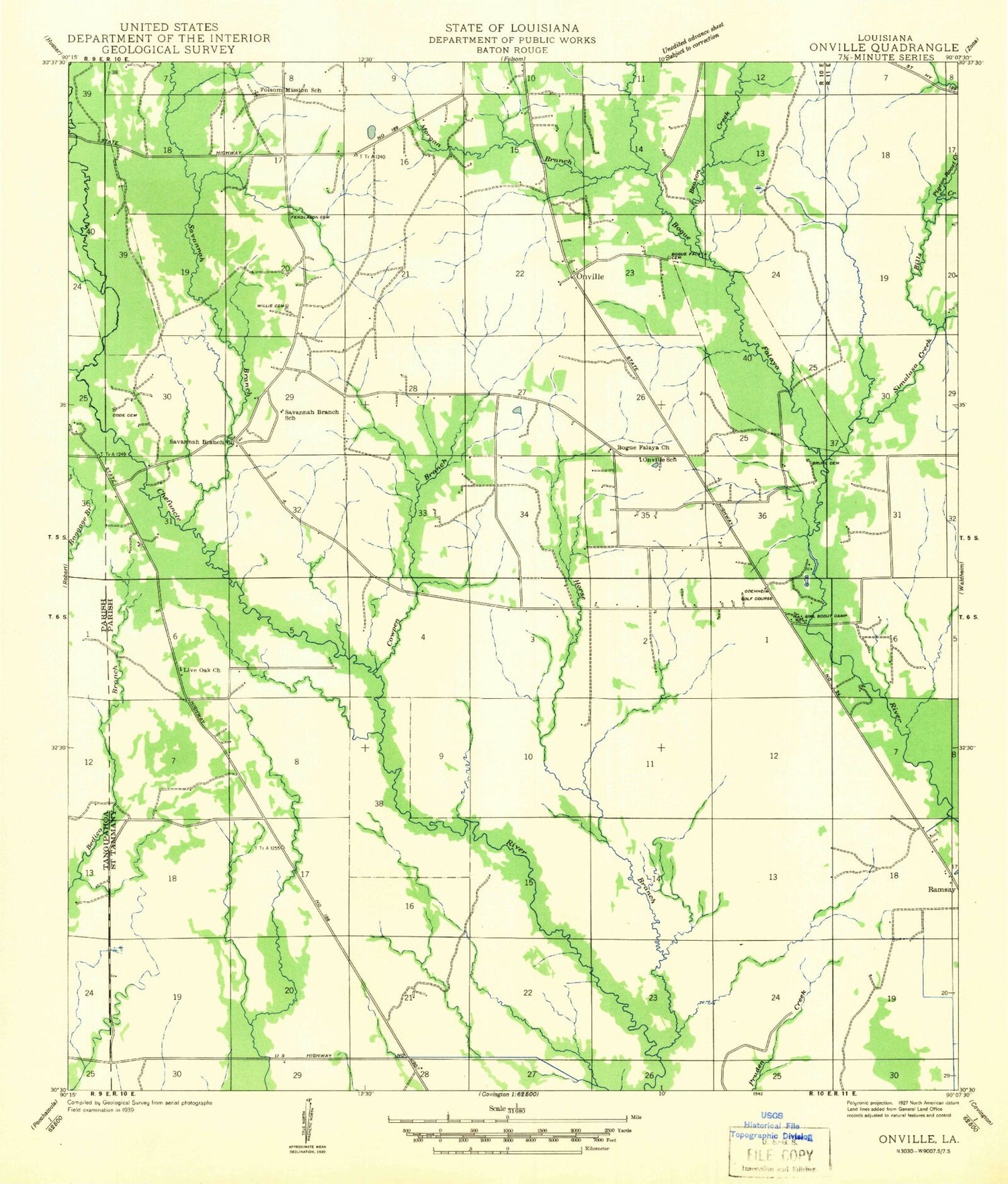 Classic USGS Martinville Louisiana 7.5'x7.5' Topo Map Image