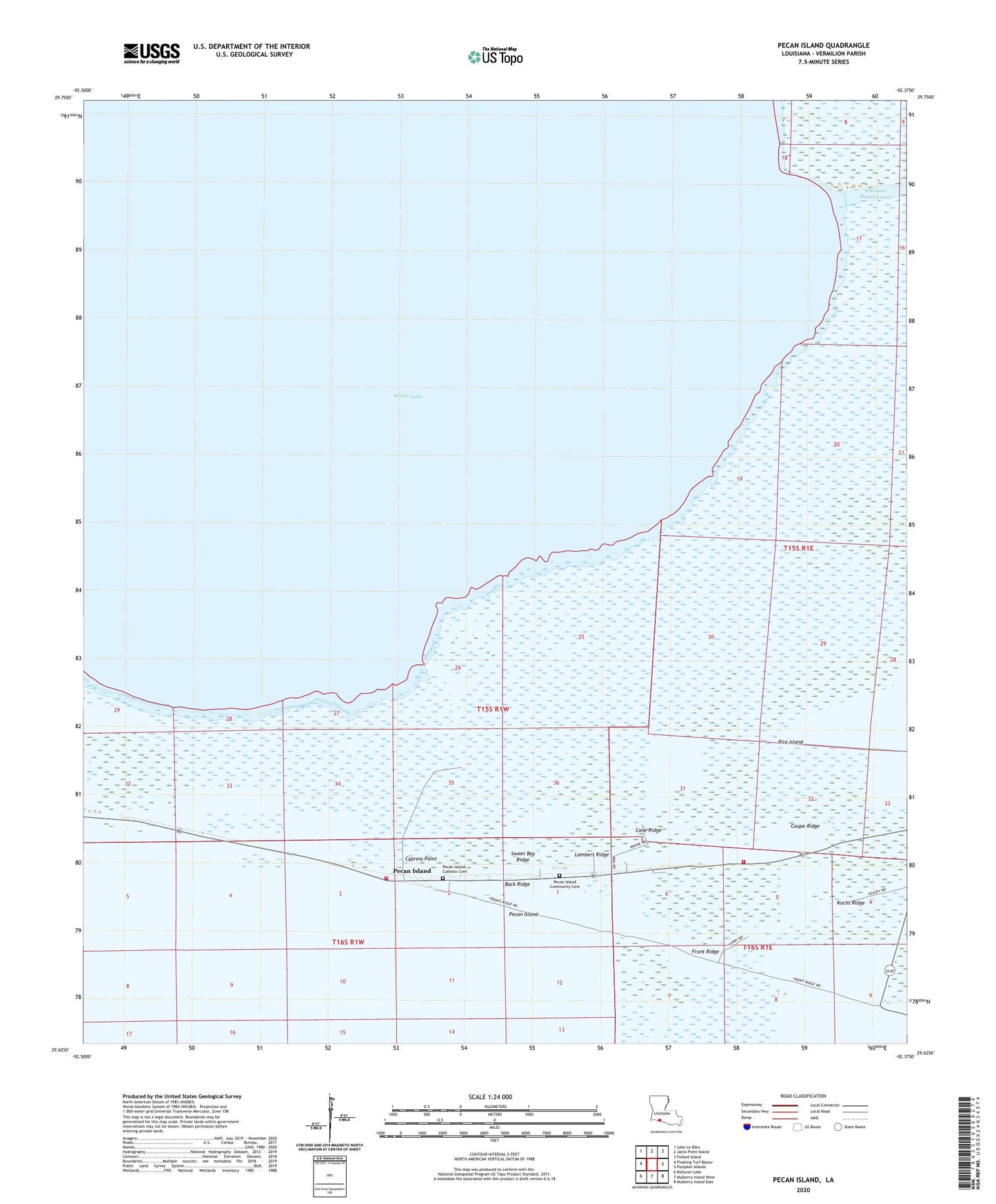 Pecan Island Louisiana US Topo Map Image
