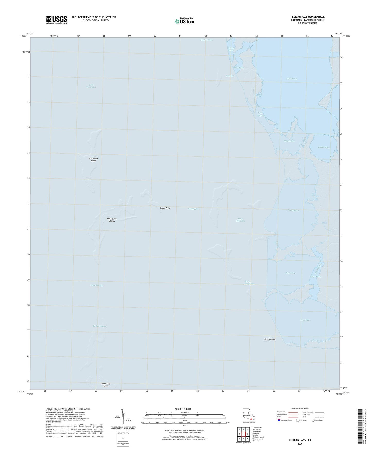 Pelican Pass Louisiana US Topo Map Image