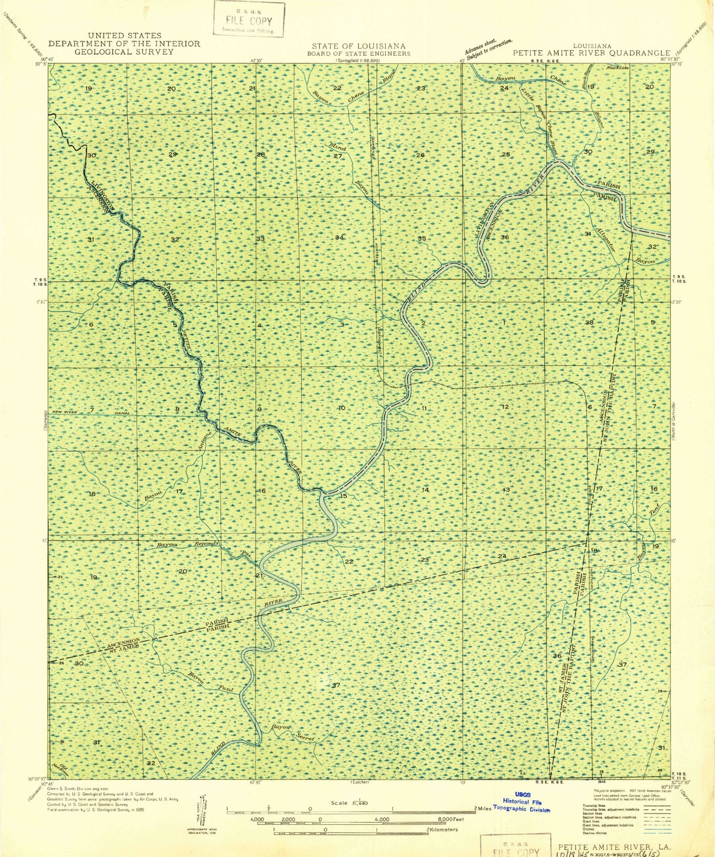 Classic USGS Mount Airy NW Louisiana 7.5'x7.5' Topo Map Image