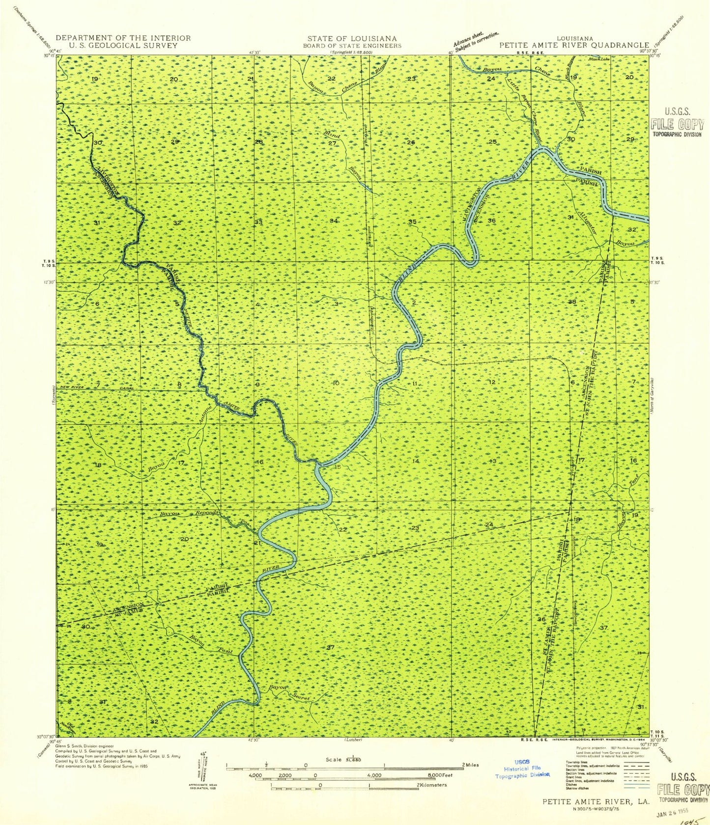 Classic USGS Mount Airy NW Louisiana 7.5'x7.5' Topo Map Image