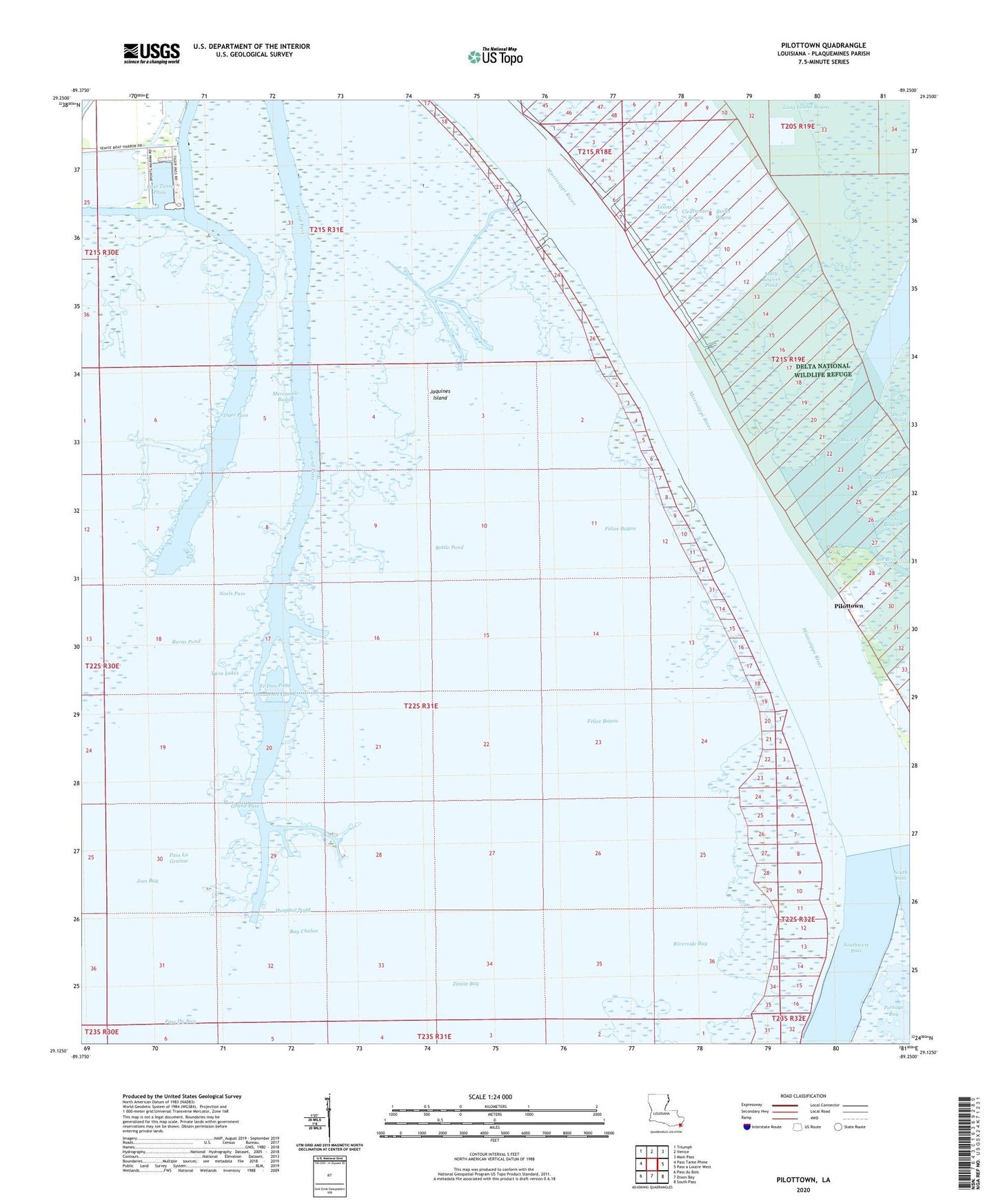 Pilottown Louisiana US Topo Map Image