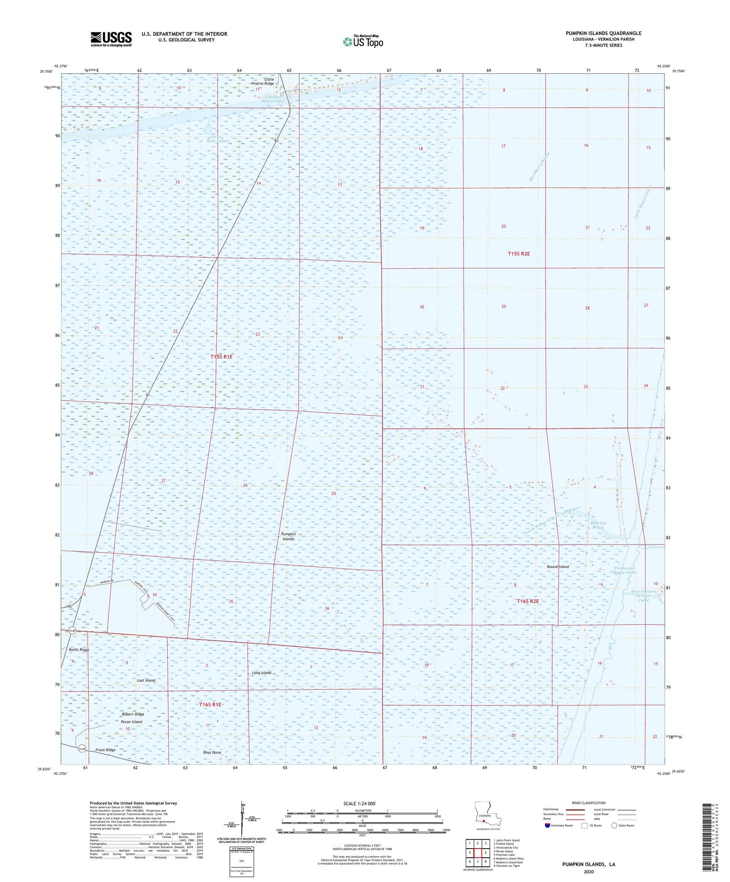 Pumpkin Islands Louisiana US Topo Map Image