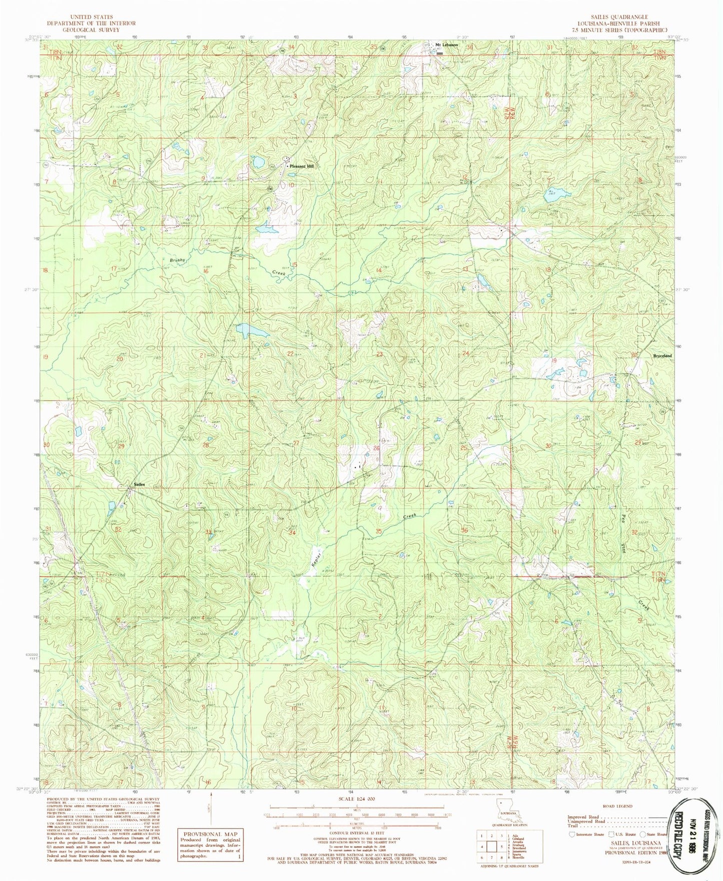 Classic USGS Sailes Louisiana 7.5'x7.5' Topo Map Image