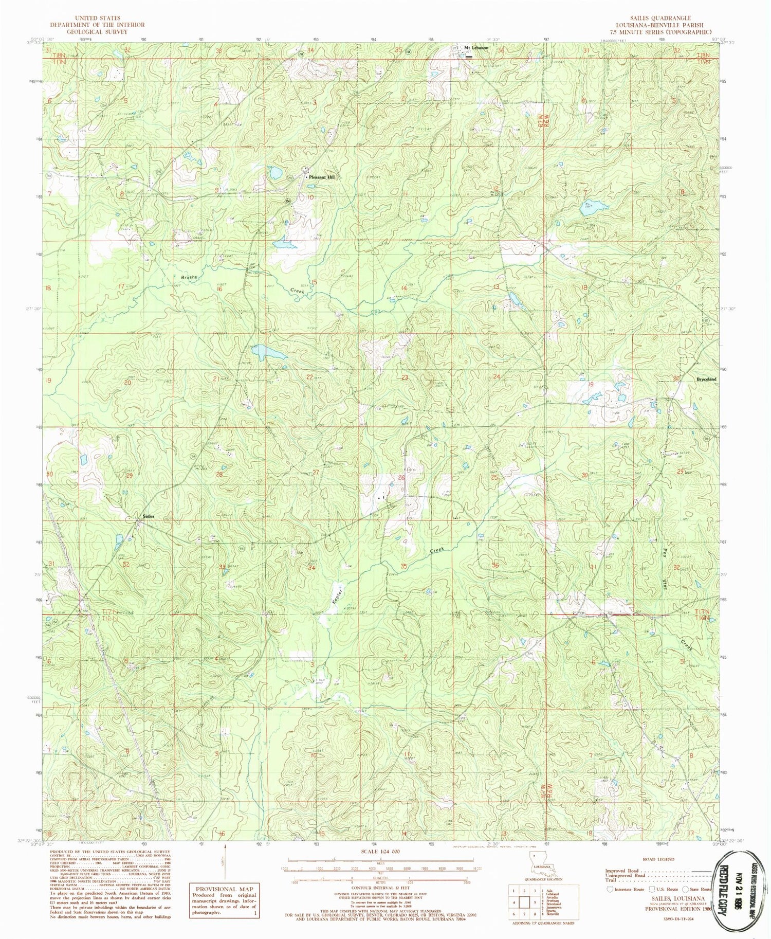 Classic USGS Sailes Louisiana 7.5'x7.5' Topo Map Image