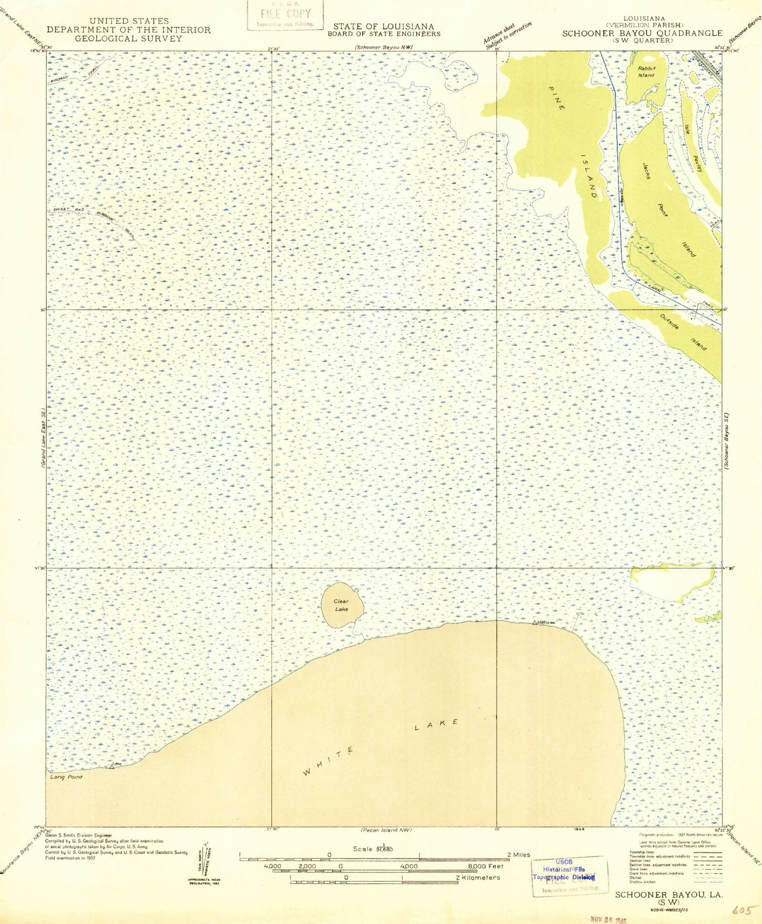Classic USGS Jacks Point Island Louisiana 7.5'x7.5' Topo Map Image