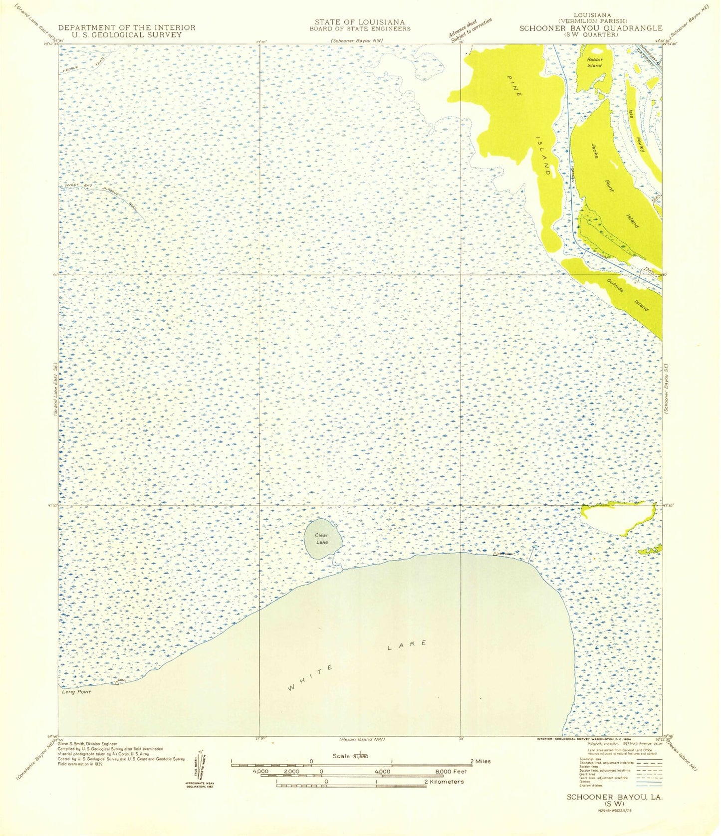 Classic USGS Jacks Point Island Louisiana 7.5'x7.5' Topo Map Image