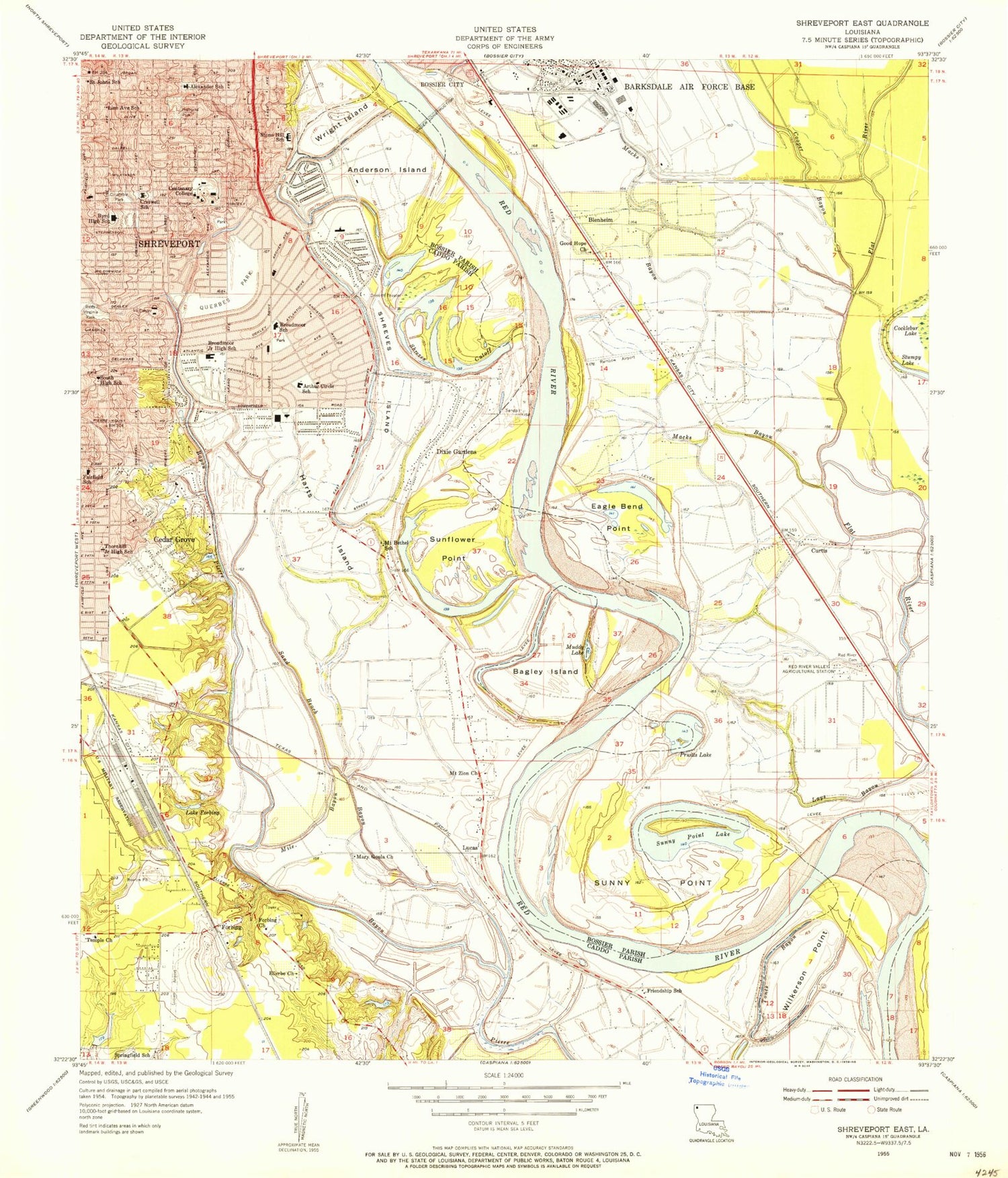 Classic USGS Shreveport East Louisiana 7.5'x7.5' Topo Map Image