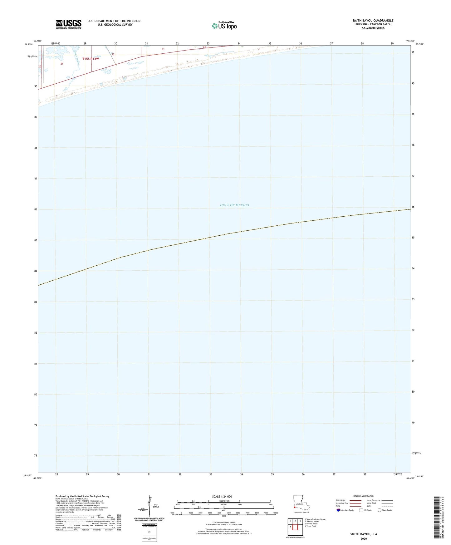 Smith Bayou Louisiana US Topo Map Image