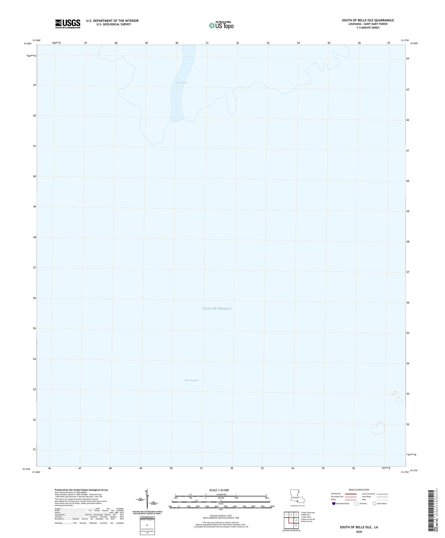 South of Belle Isle Louisiana US Topo Map Image