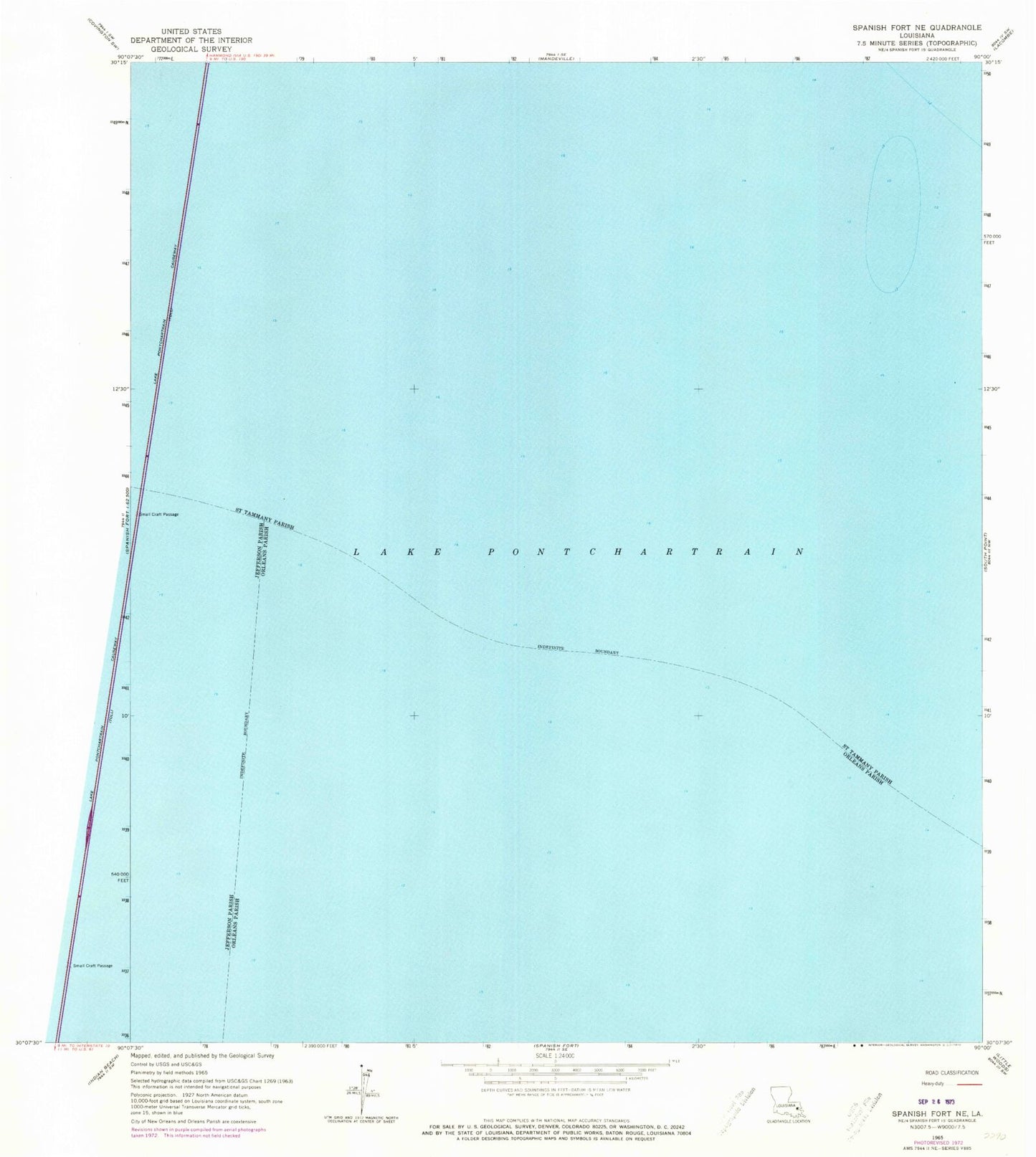 Classic USGS Spanish Fort NE Louisiana 7.5'x7.5' Topo Map Image