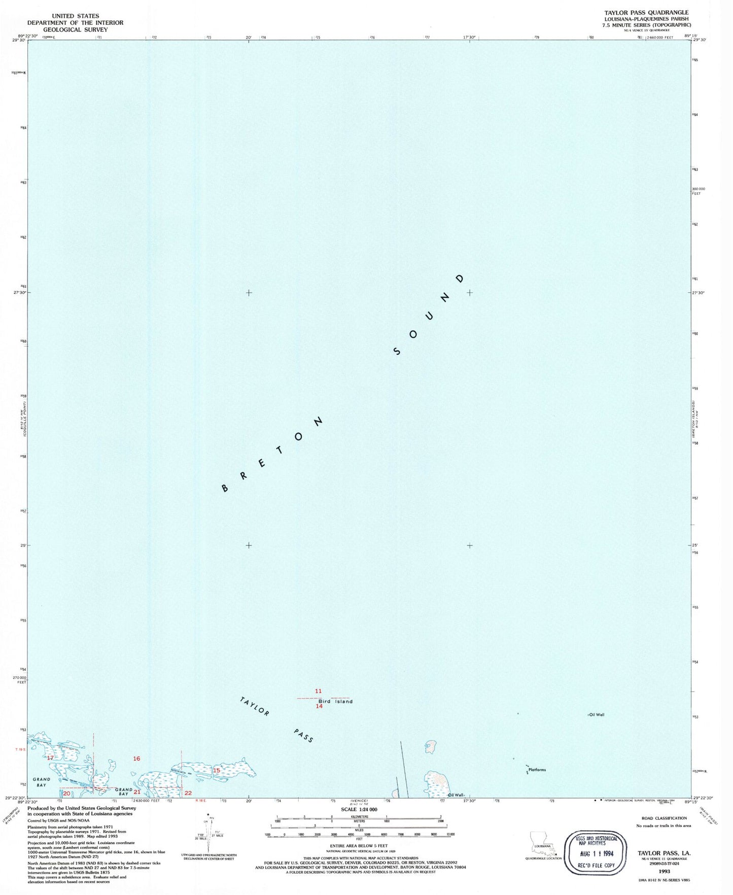 Classic USGS Taylor Pass Louisiana 7.5'x7.5' Topo Map Image