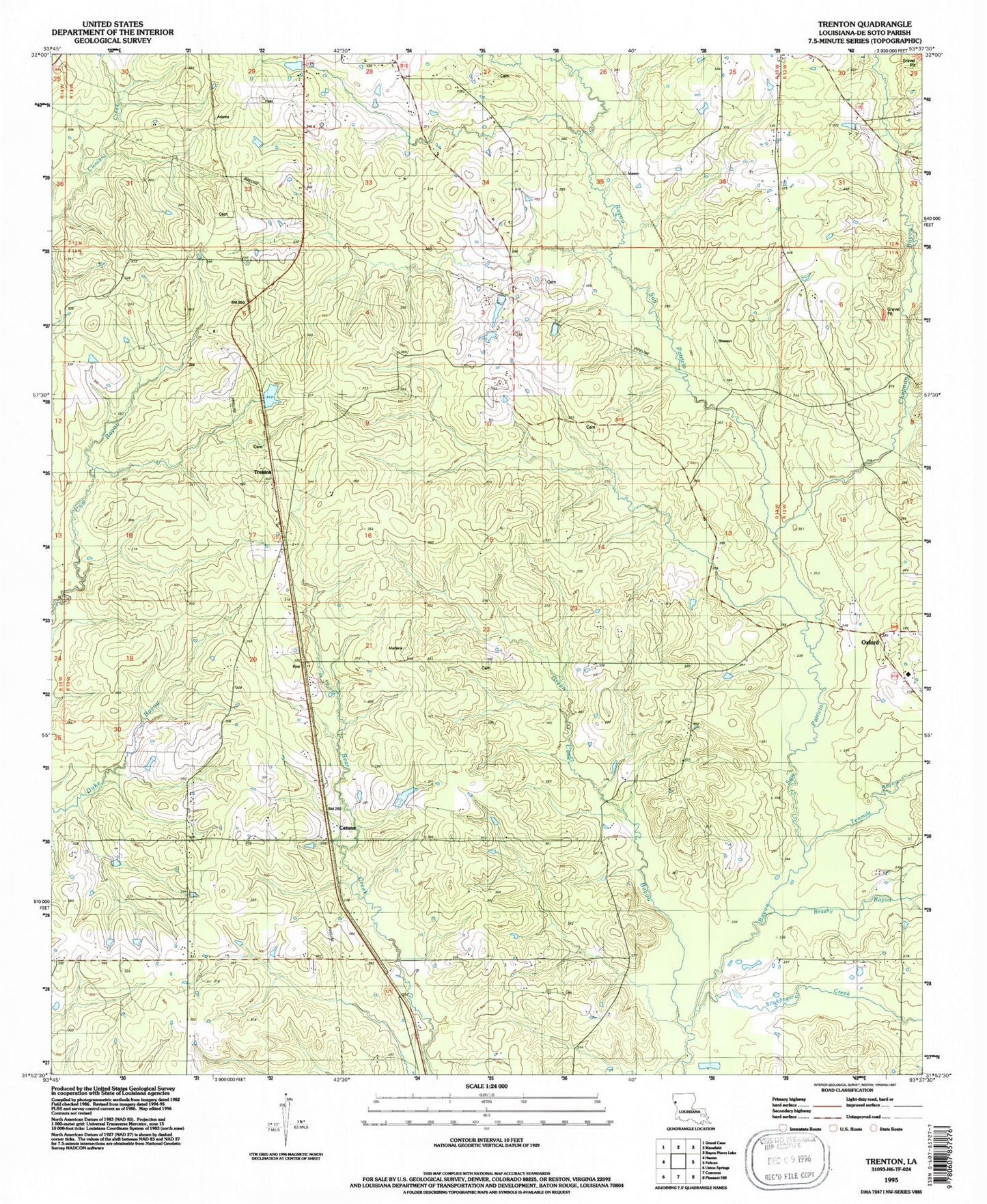 Classic USGS Trenton Louisiana 7.5'x7.5' Topo Map Image