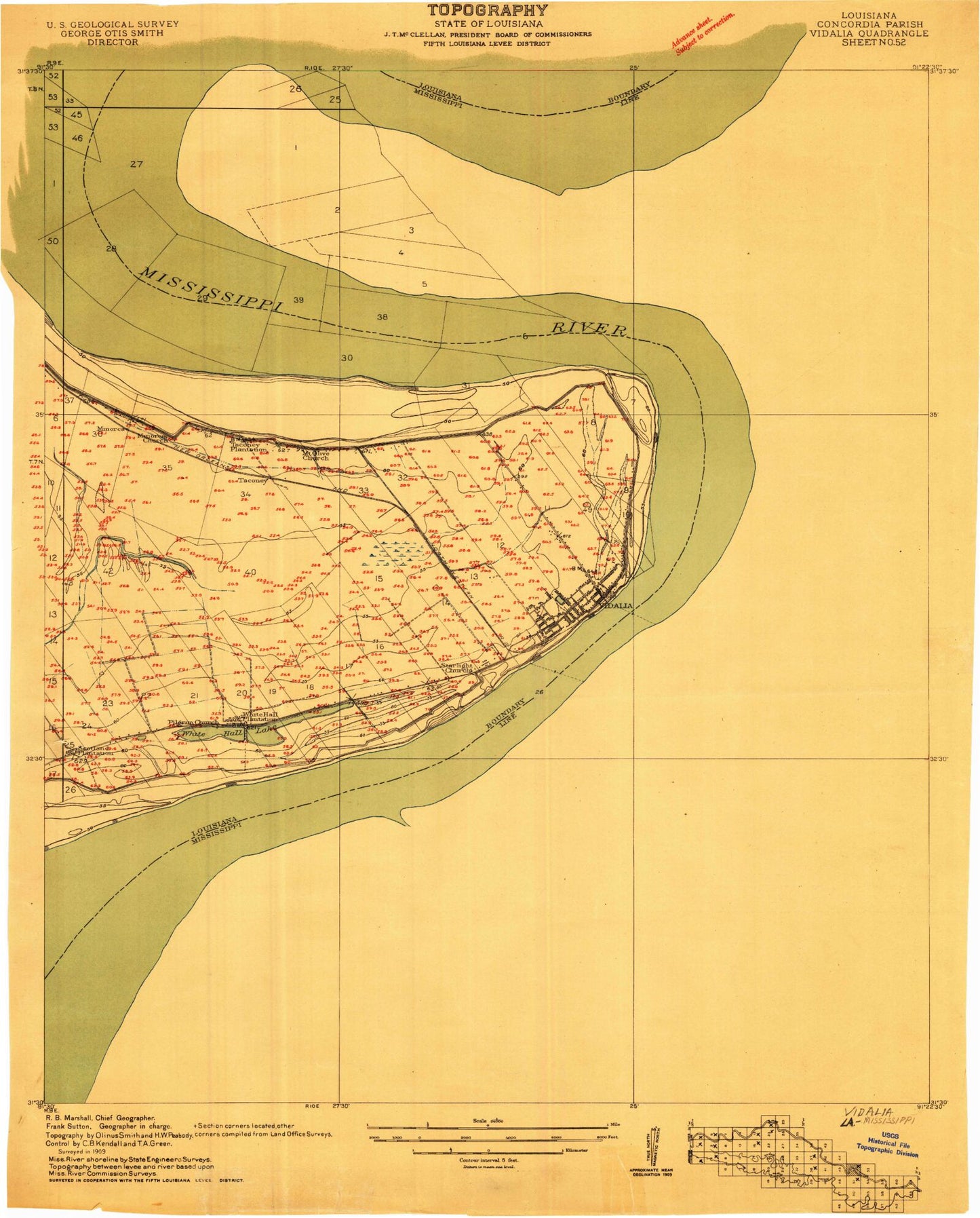 Classic USGS Natchez Mississippi 7.5'x7.5' Topo Map Image