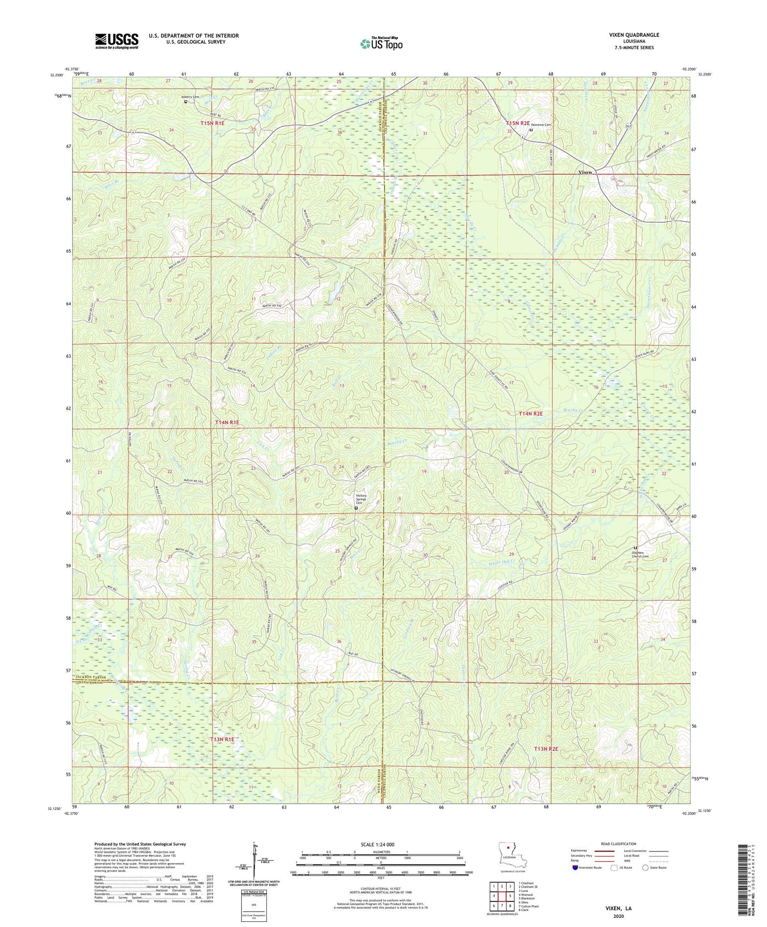 Vixen Louisiana US Topo Map Image