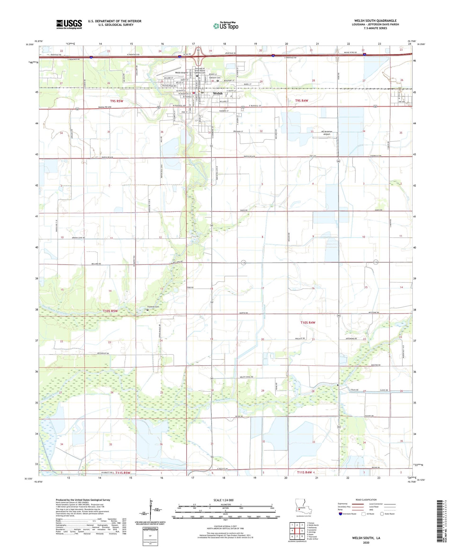Welsh South Louisiana US Topo Map Image