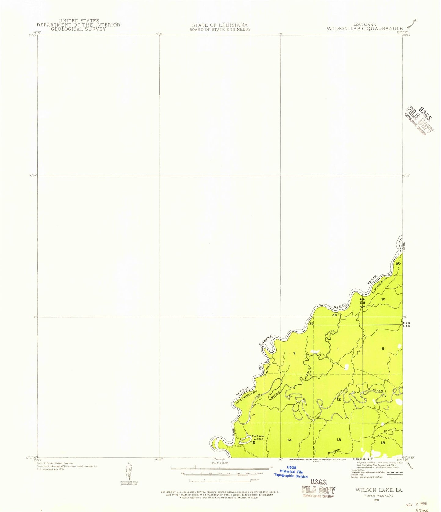 Classic USGS Bon Wier Texas 7.5'x7.5' Topo Map Image