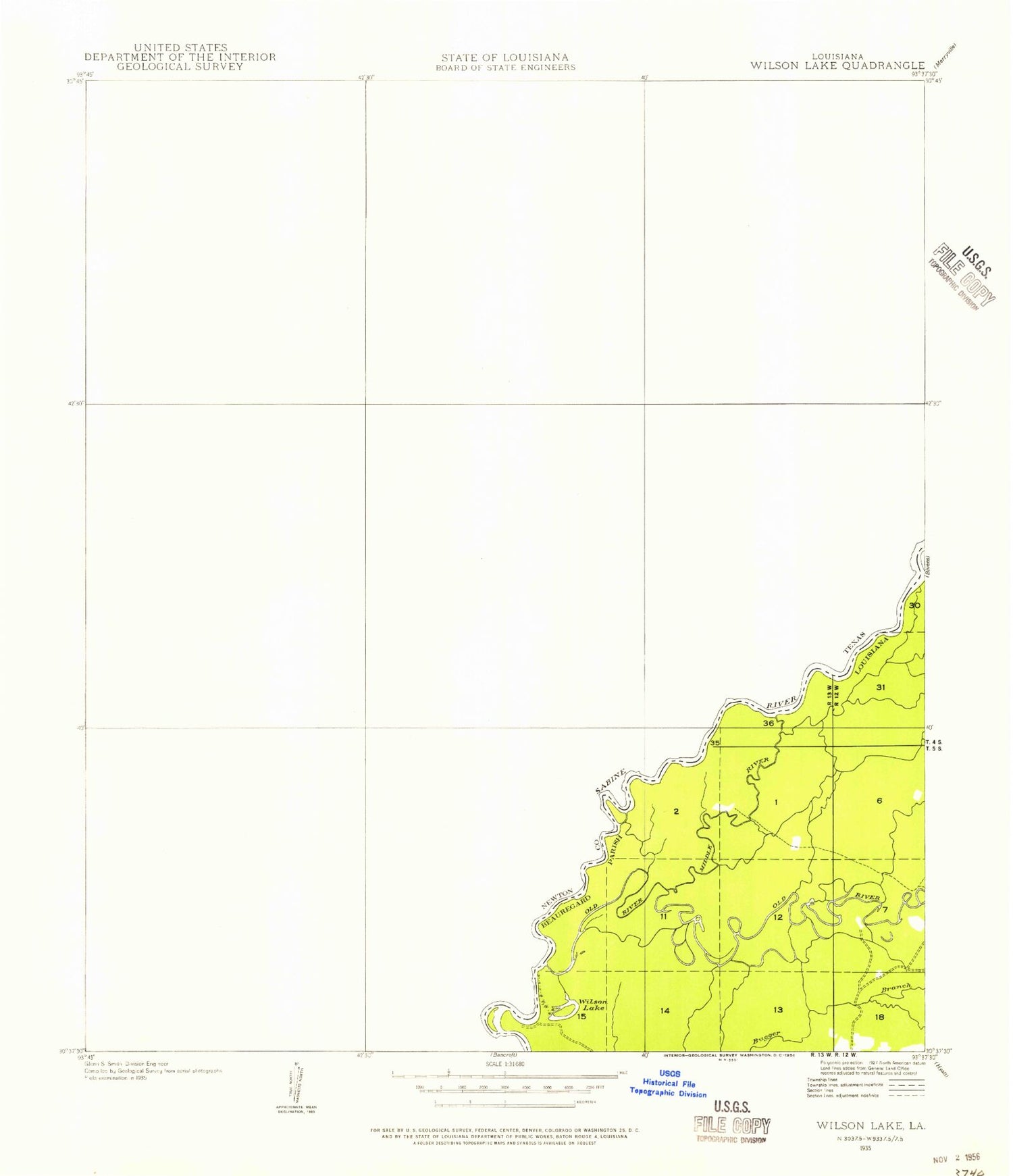 Classic USGS Bon Wier Texas 7.5'x7.5' Topo Map Image