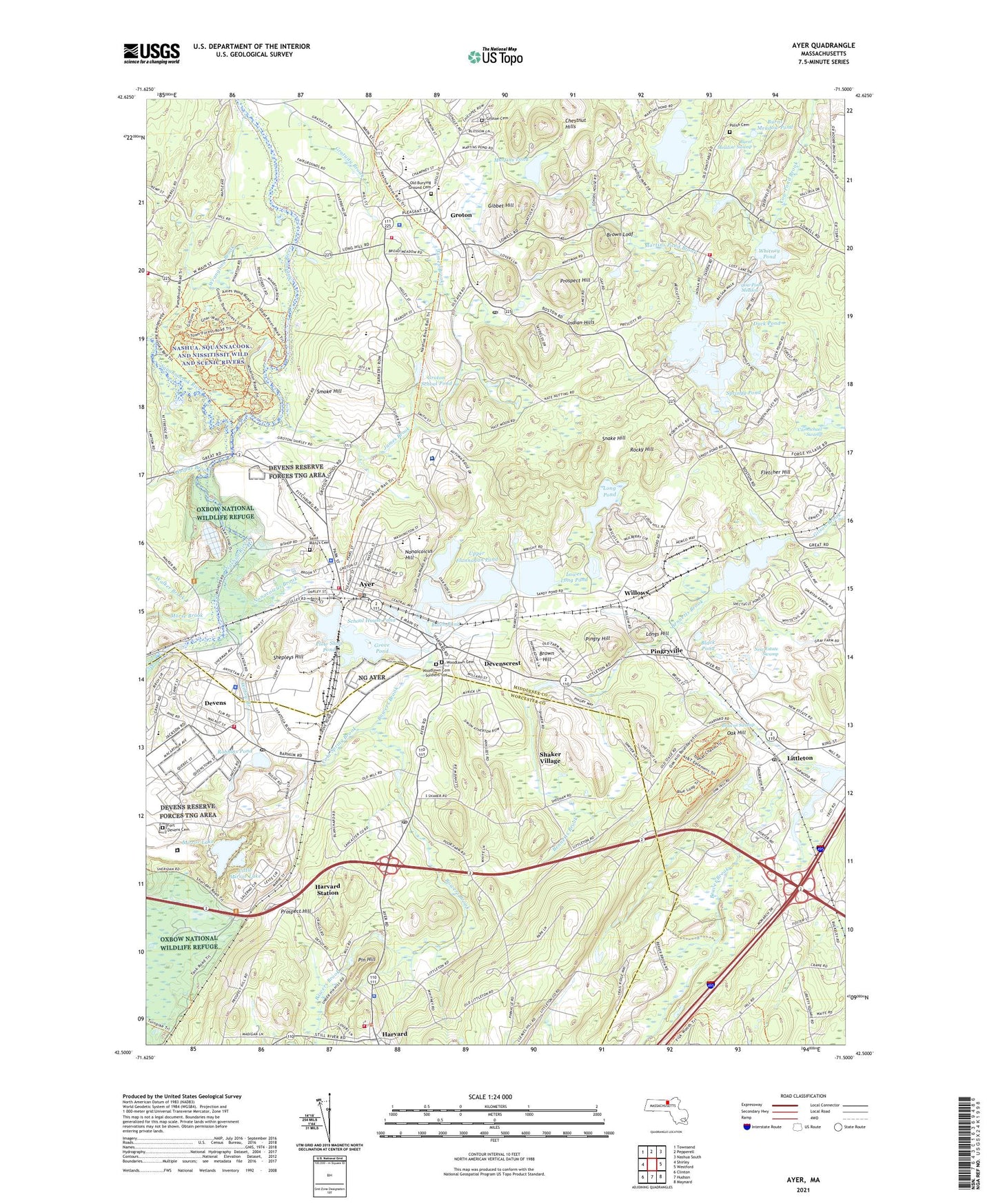 Ayer Massachusetts US Topo Map Image