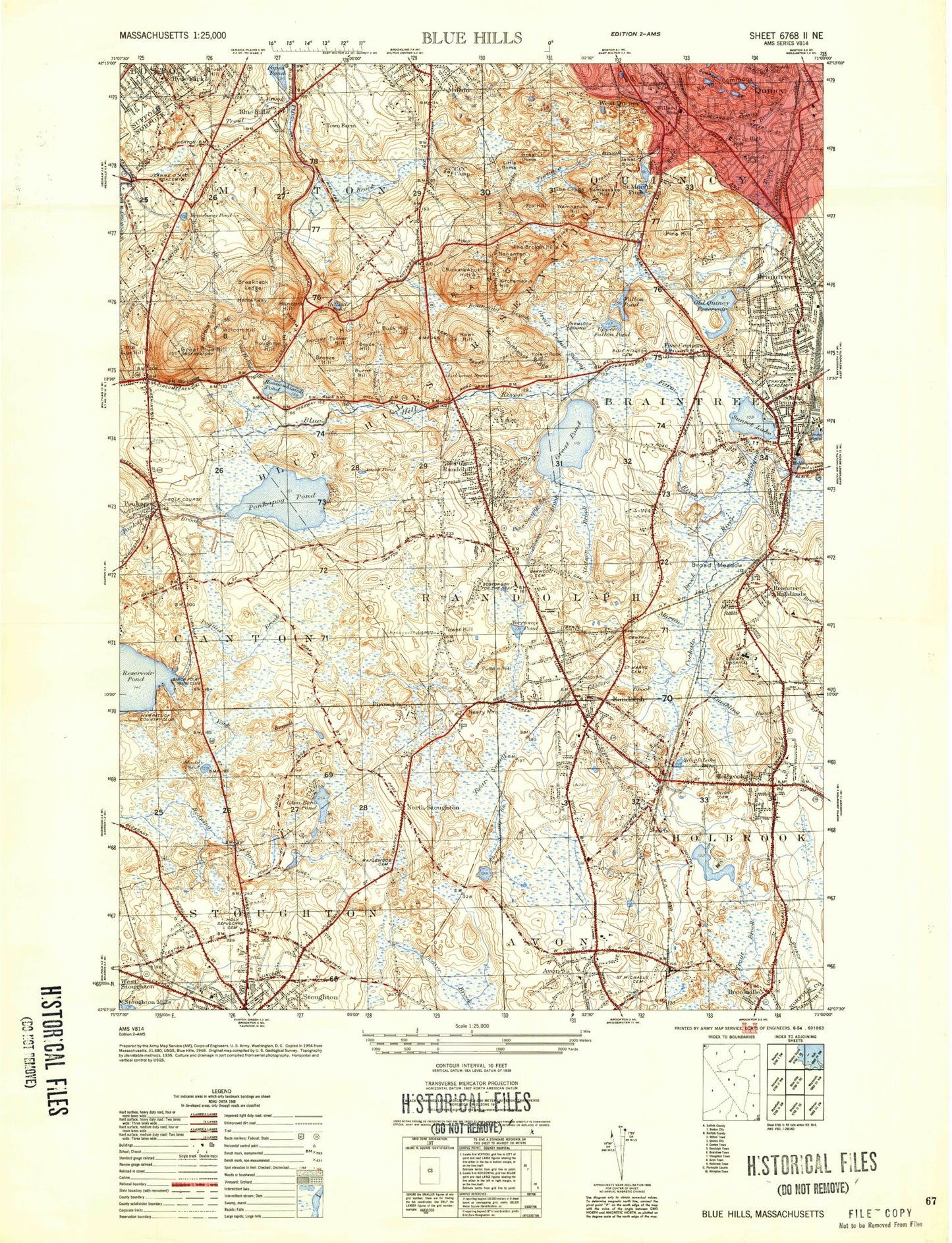 USGS Classic Blue Hills Massachusetts 7.5'x7.5' Topo Map Image