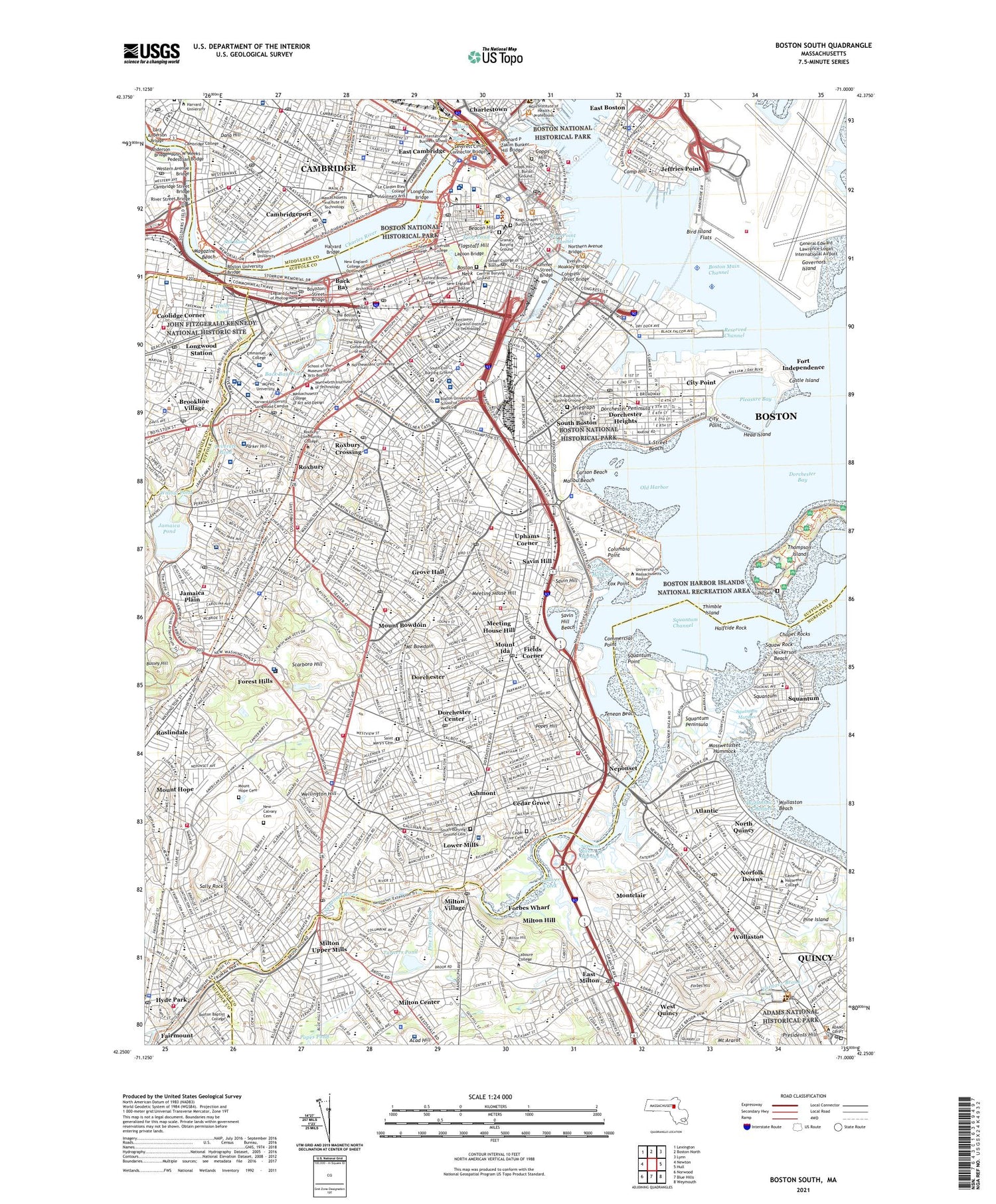Boston South Massachusetts US Topo Map Image