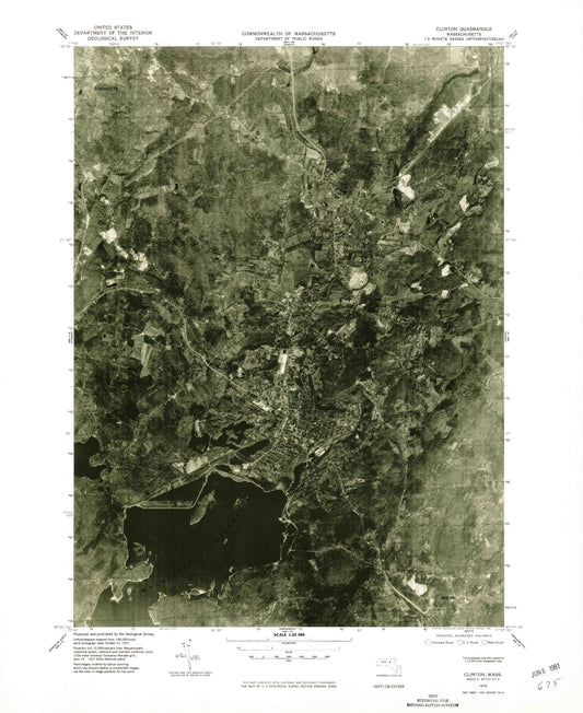 Classic USGS Clinton Massachusetts 7.5'x7.5' Topo Map Image