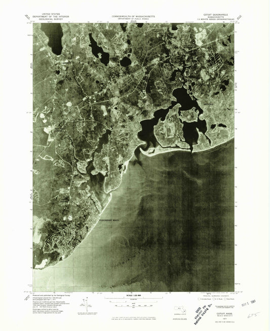 Classic USGS Cotuit Massachusetts 7.5'x7.5' Topo Map Image
