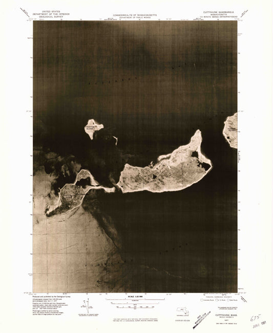 Classic USGS Cuttyhunk Massachusetts 7.5'x7.5' Topo Map Image
