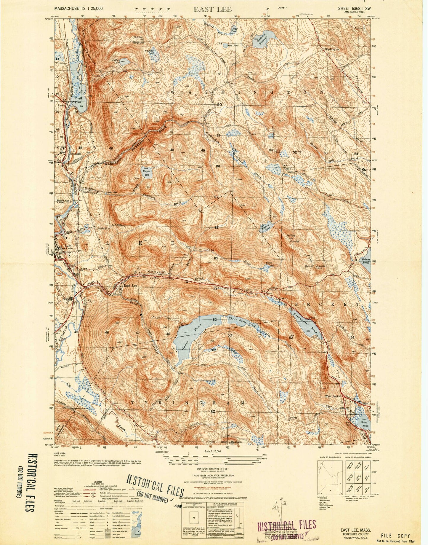 Classic USGS East Lee Massachusetts 7.5'x7.5' Topo Map Image