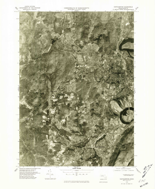 Classic USGS Easthampton Massachusetts 7.5'x7.5' Topo Map Image
