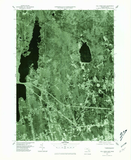 Classic USGS Fall River East Massachusetts 7.5'x7.5' Topo Map Image