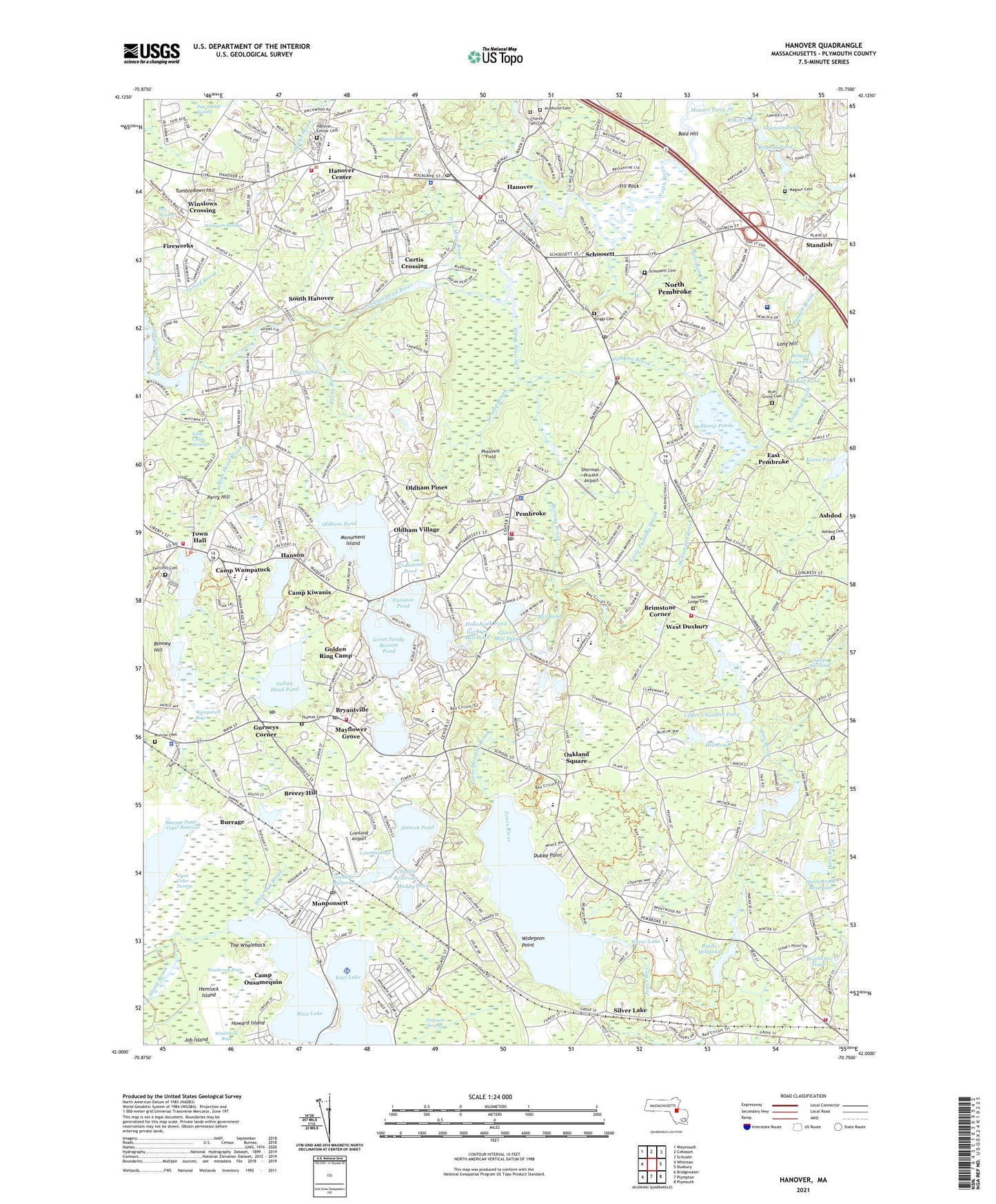 Hanover Massachusetts US Topo Map Image