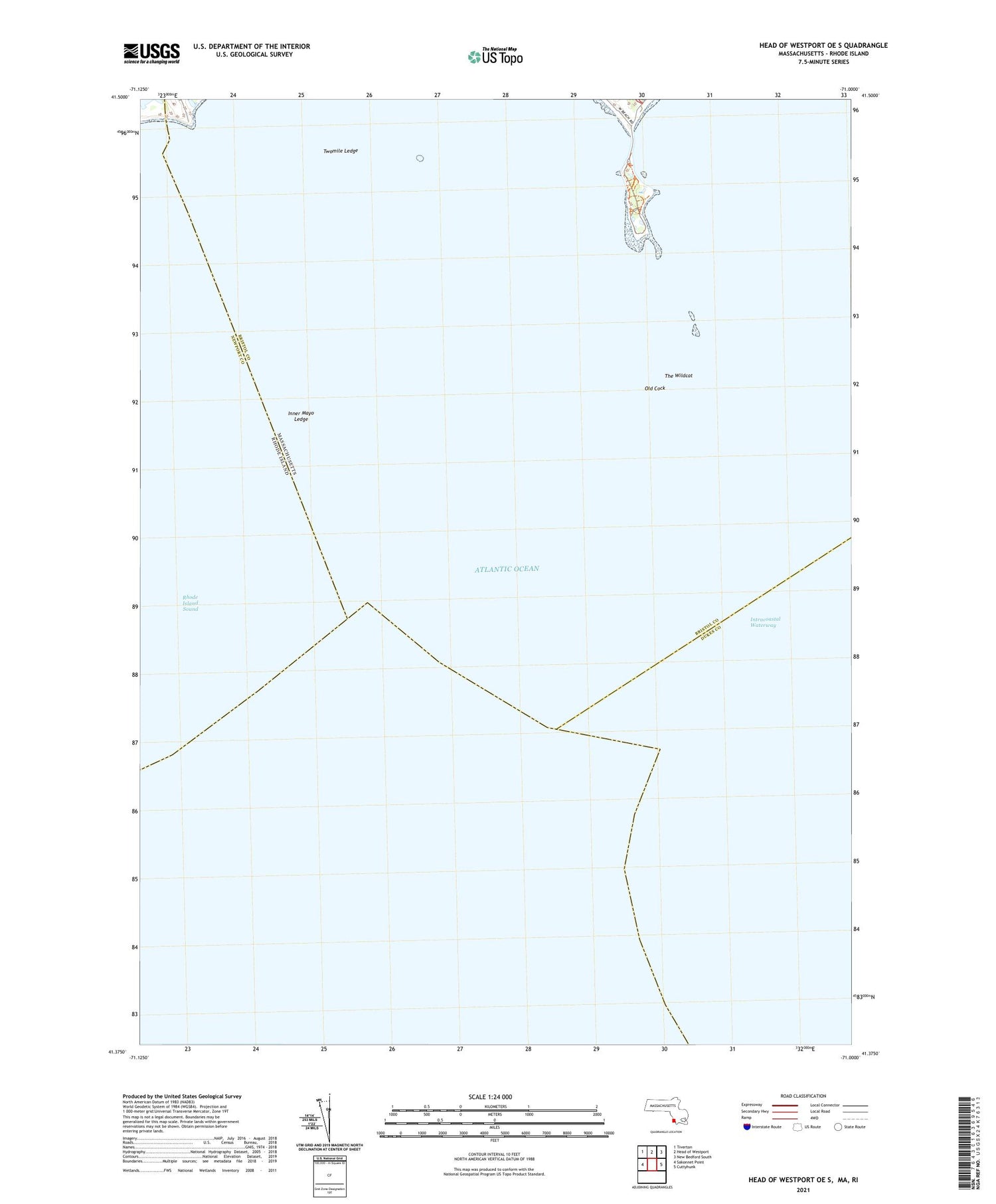 Head of Westport OE S Massachusetts US Topo Map Image