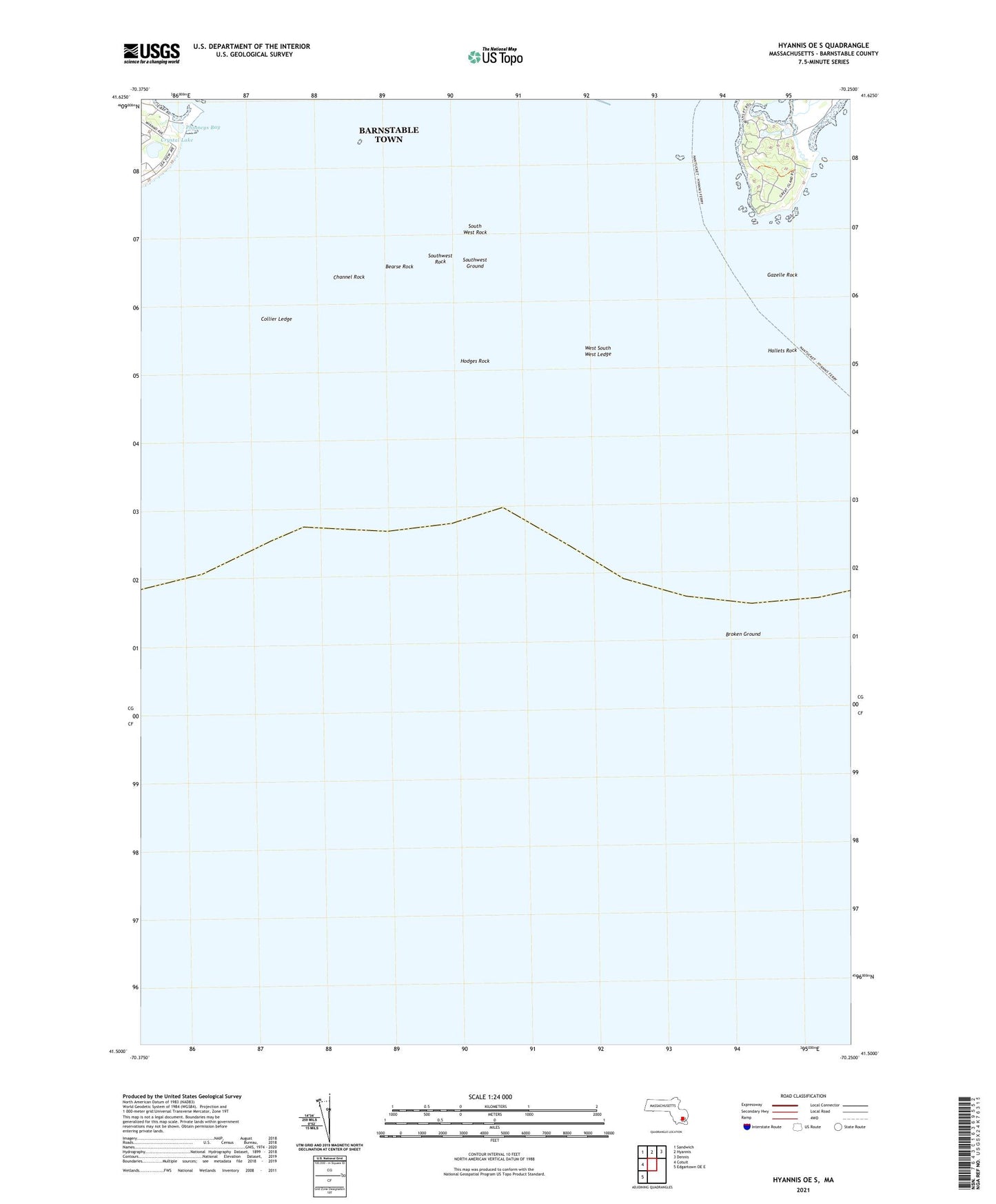 Hyannis OE S Massachusetts US Topo Map Image