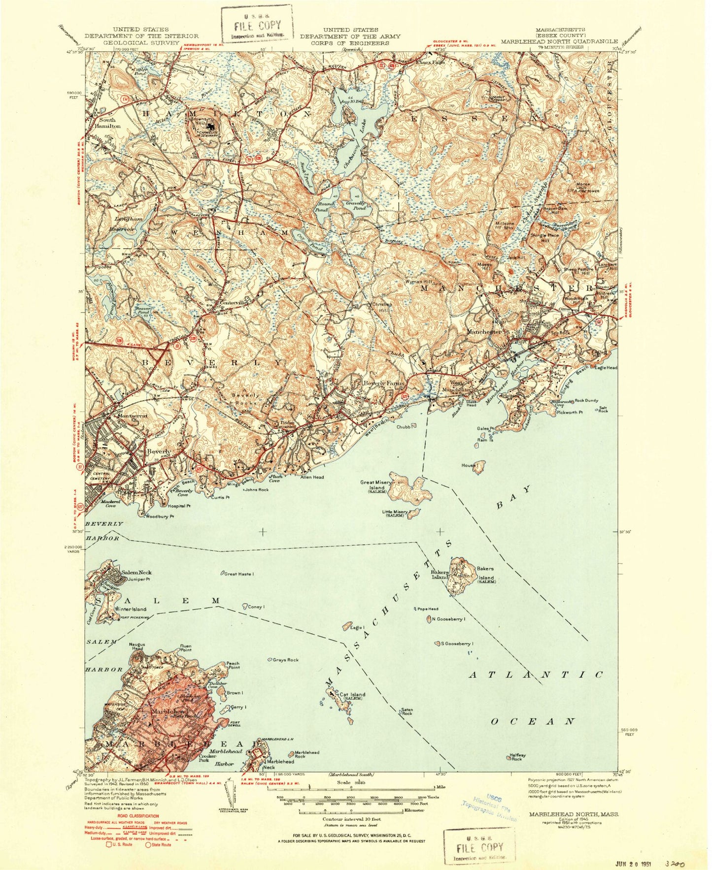 Classic USGS Marblehead North Massachusetts 7.5'x7.5' Topo Map Image
