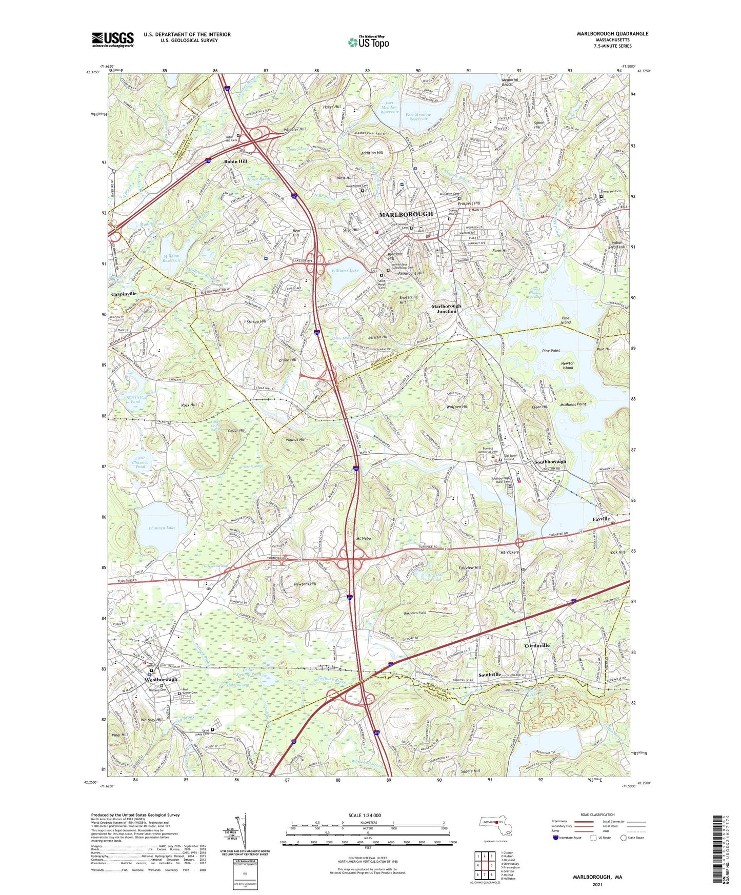 Marlborough Massachusetts US Topo Map Image