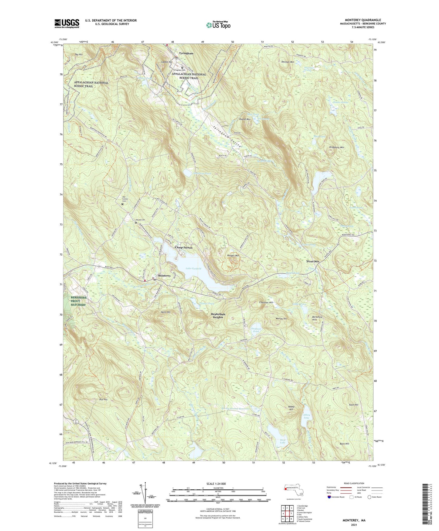 Monterey Massachusetts US Topo Map Image