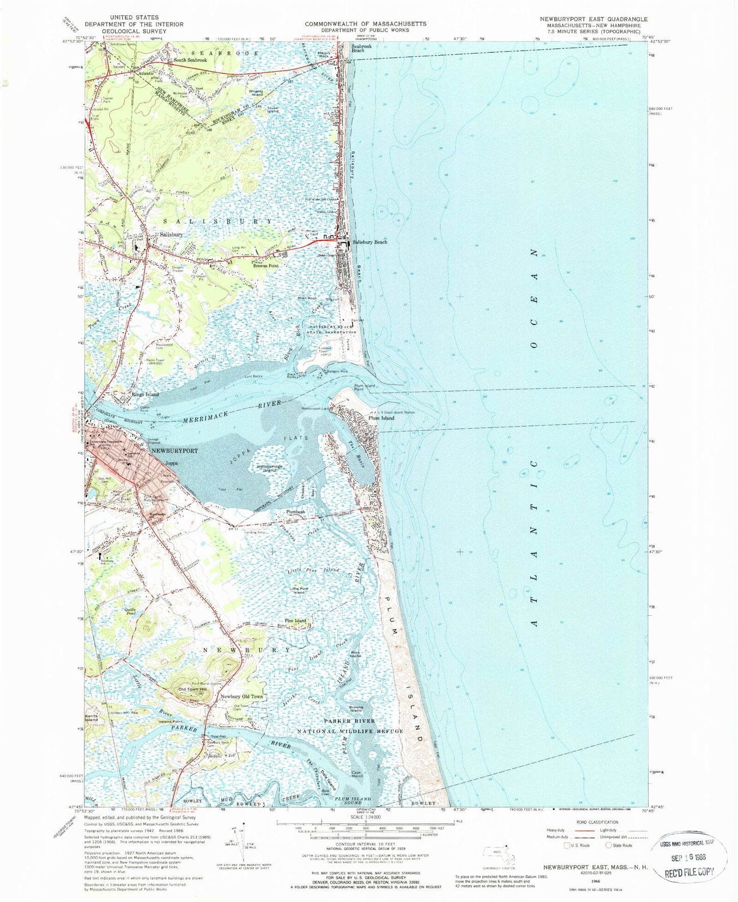 Classic USGS Newburyport East Massachusetts 7.5'x7.5' Topo Map Image