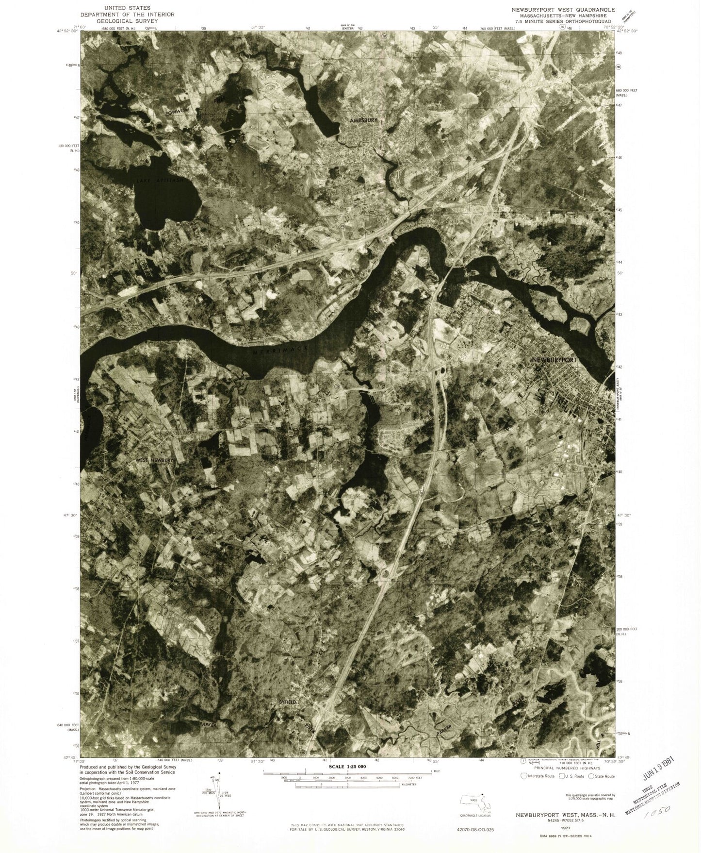 Classic USGS Newburyport West Massachusetts 7.5'x7.5' Topo Map Image