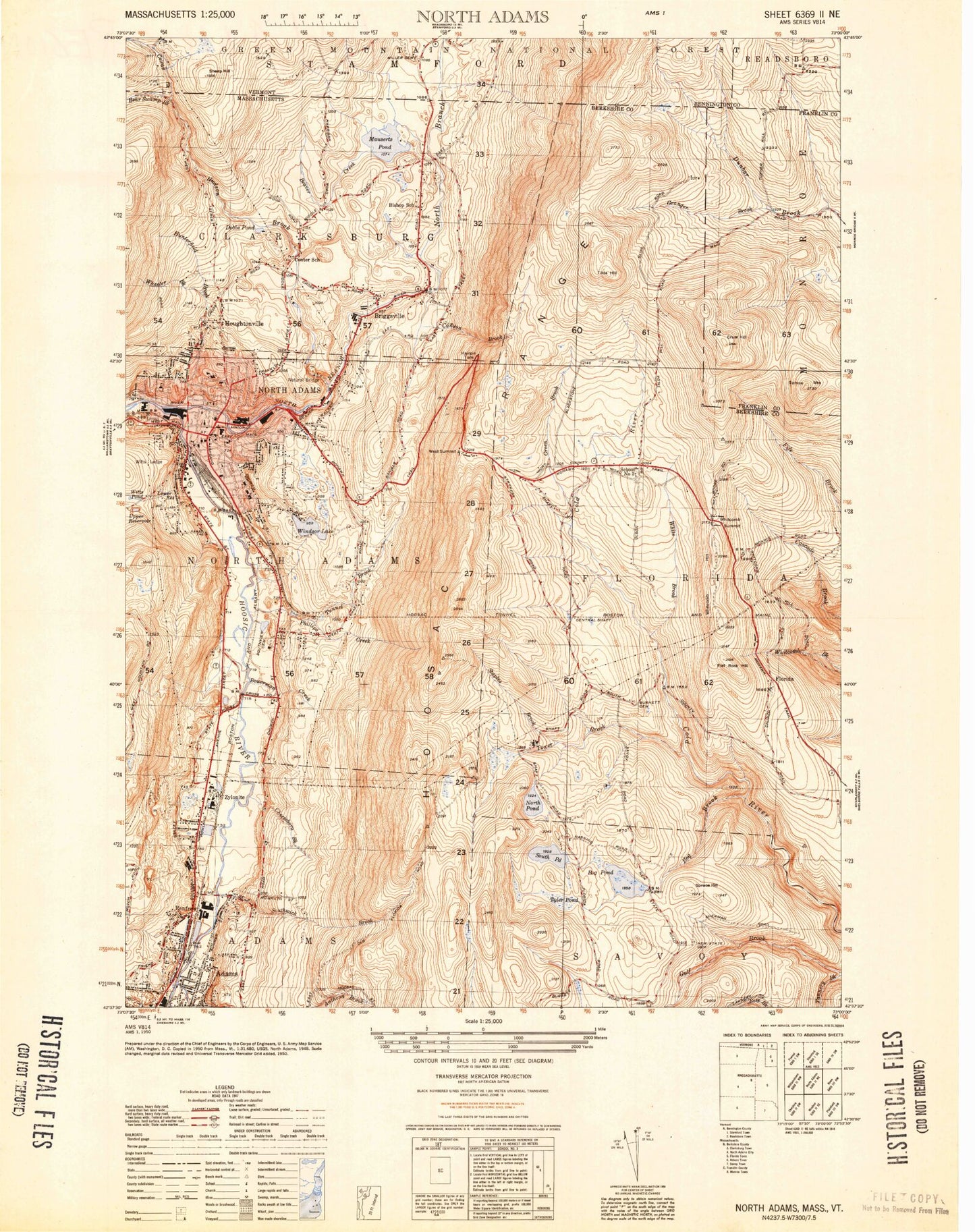 Classic USGS North Adams Massachusetts 7.5'x7.5' Topo Map Image