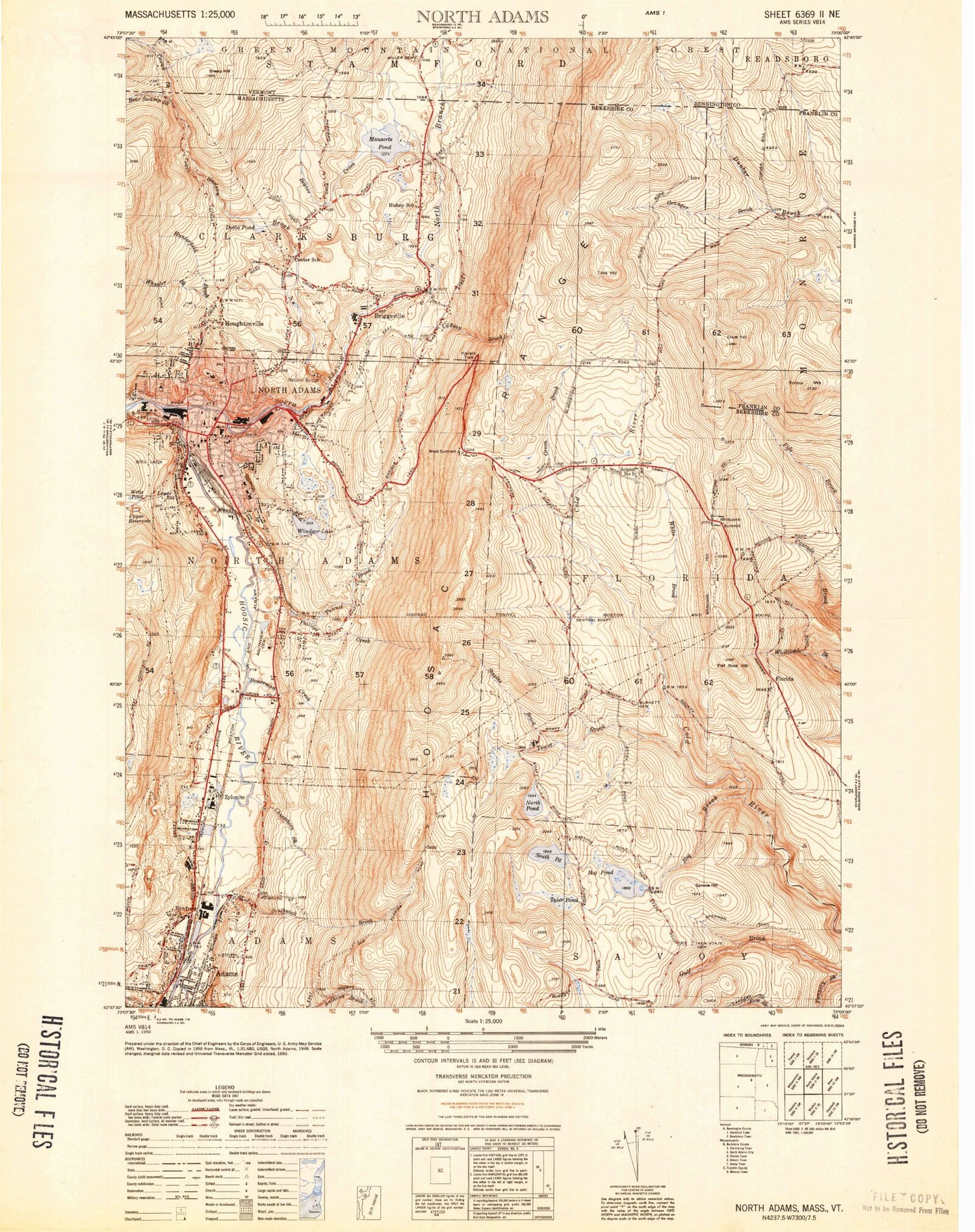 Classic USGS North Adams Massachusetts 7.5'x7.5' Topo Map Image