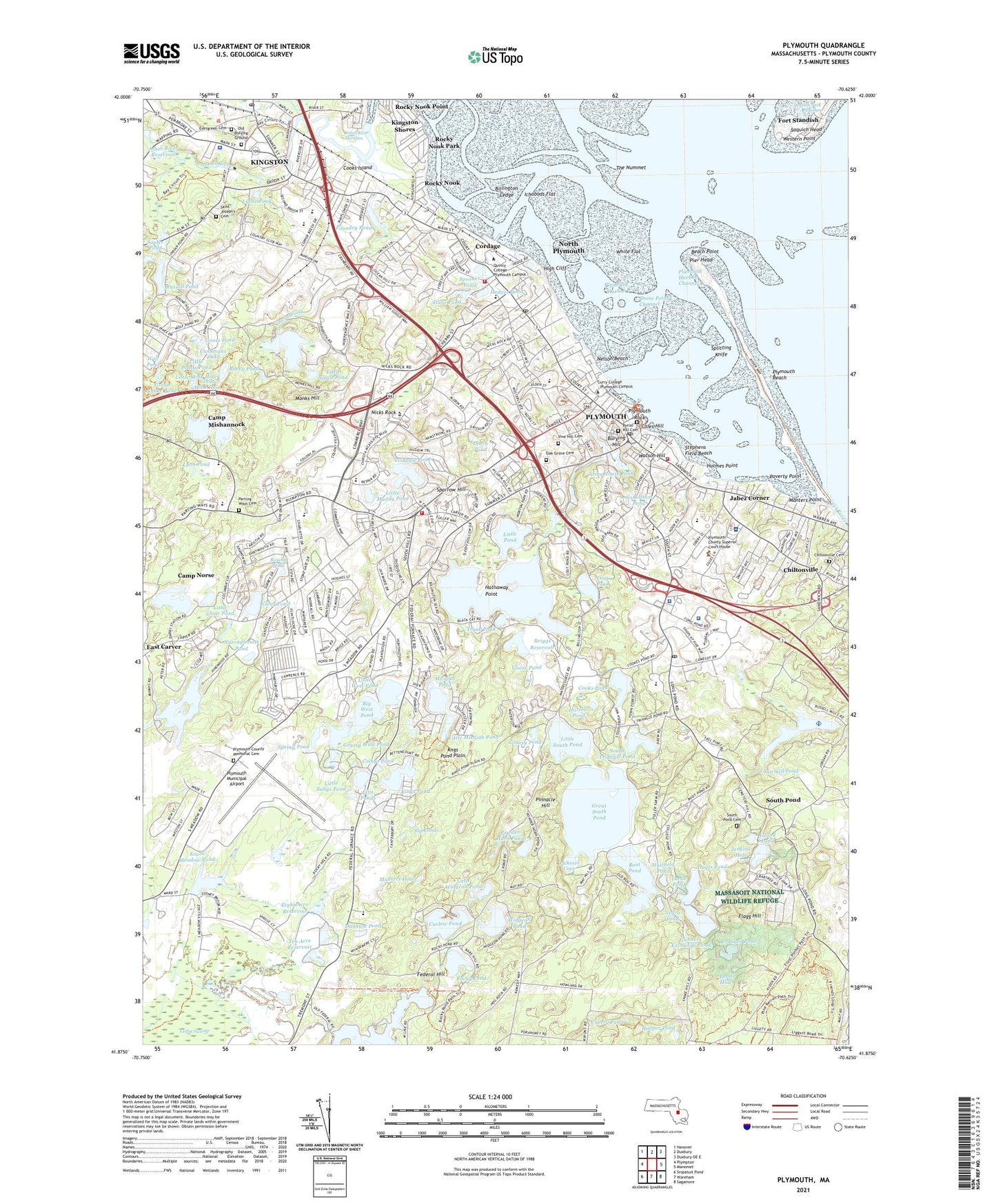 Plymouth Massachusetts US Topo Map Image