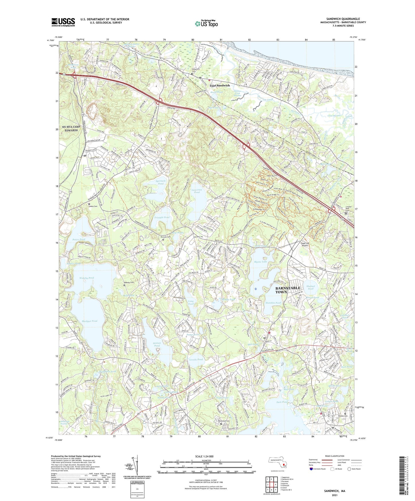 Sandwich Massachusetts US Topo Map Image