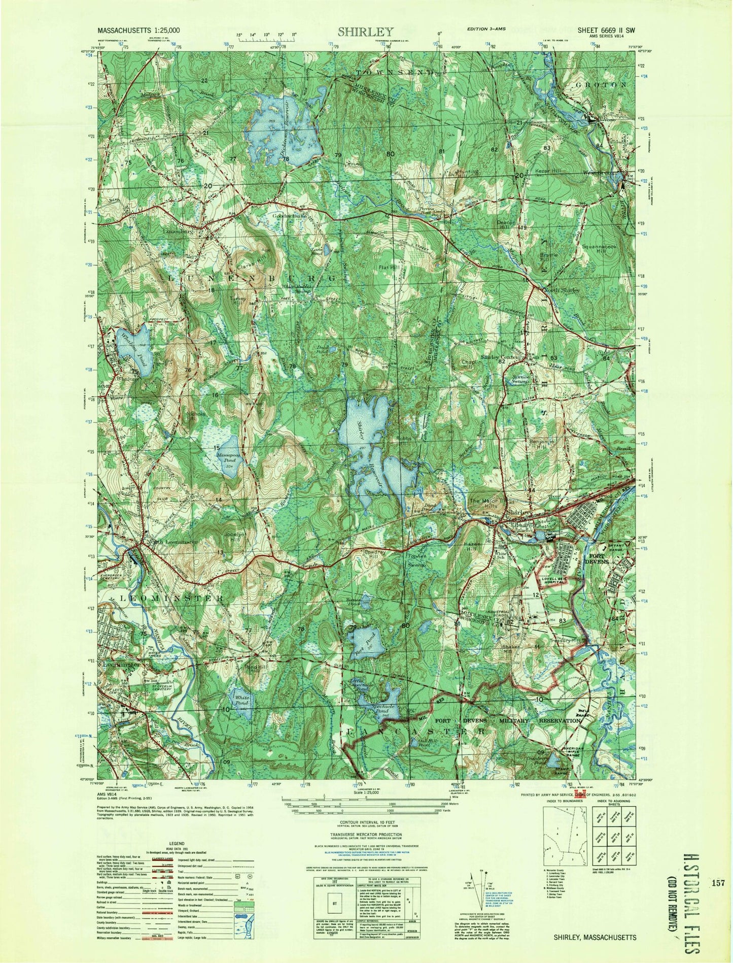 Classic USGS Shirley Massachusetts 7.5'x7.5' Topo Map Image