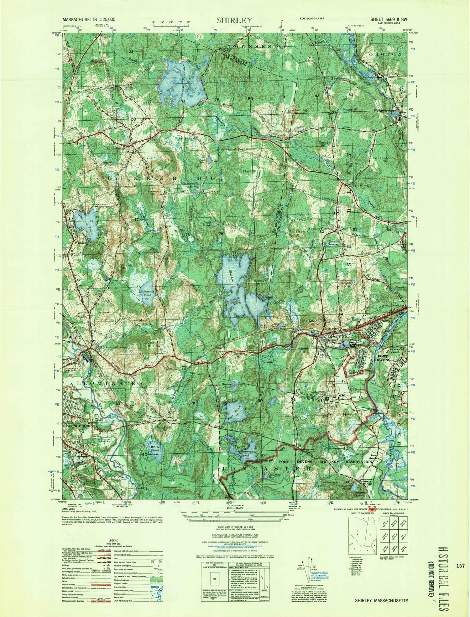 Classic USGS Shirley Massachusetts 7.5'x7.5' Topo Map Image