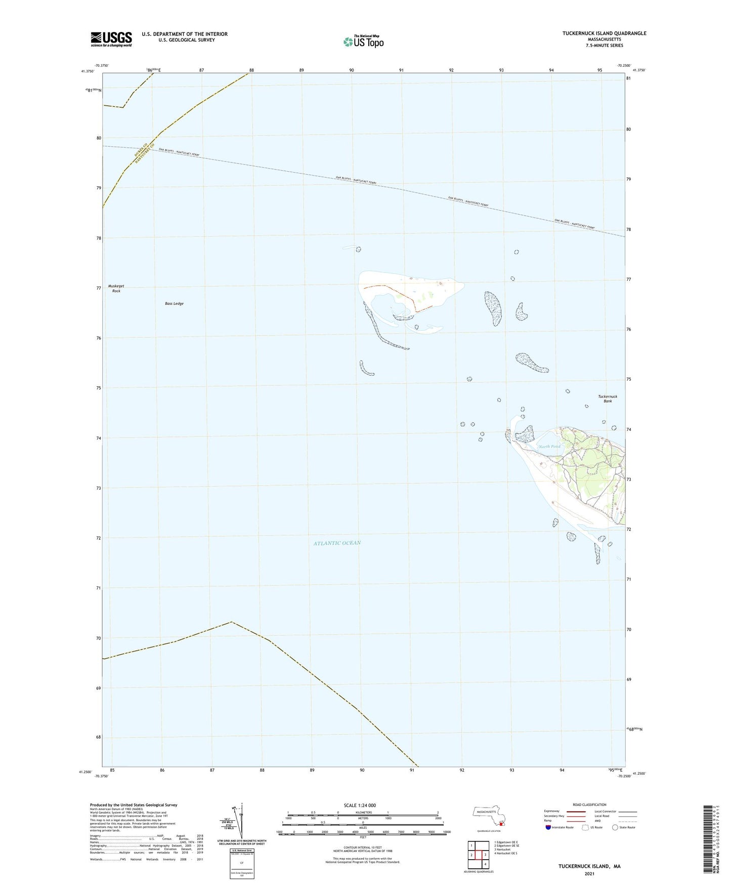 Tuckernuck Island Massachusetts US Topo Map Image