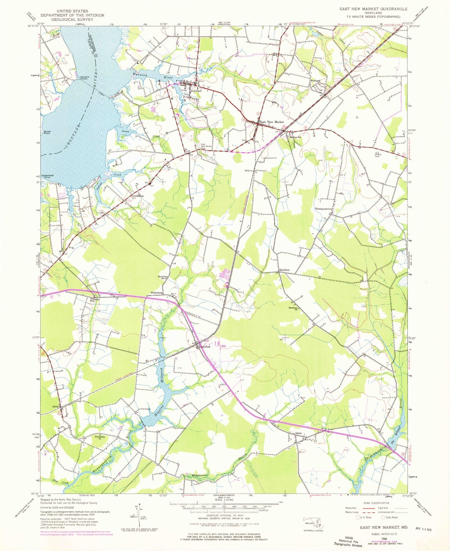 Classic USGS East New Market Maryland 7.5'x7.5' Topo Map Image