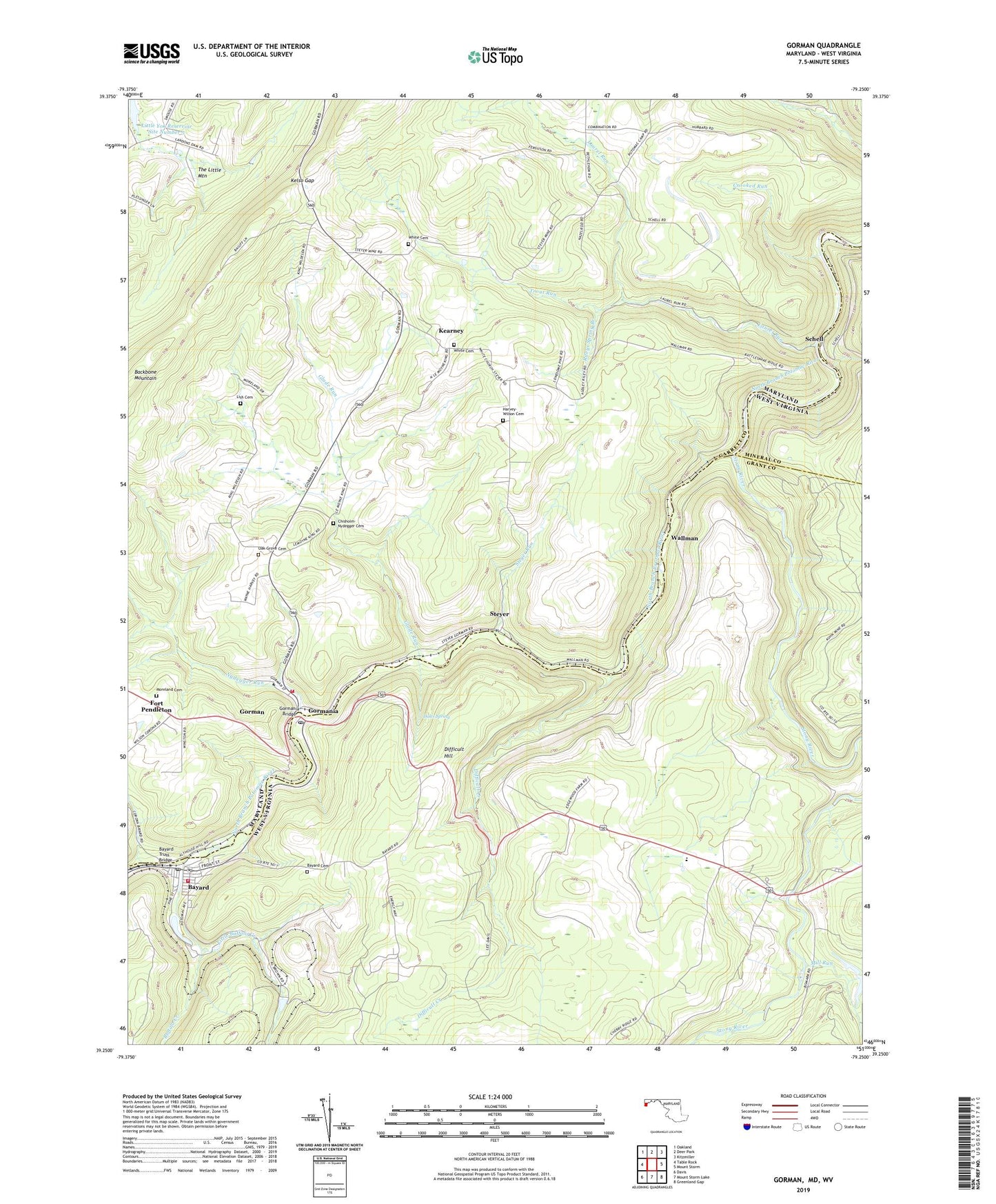 Gorman Maryland US Topo Map Image