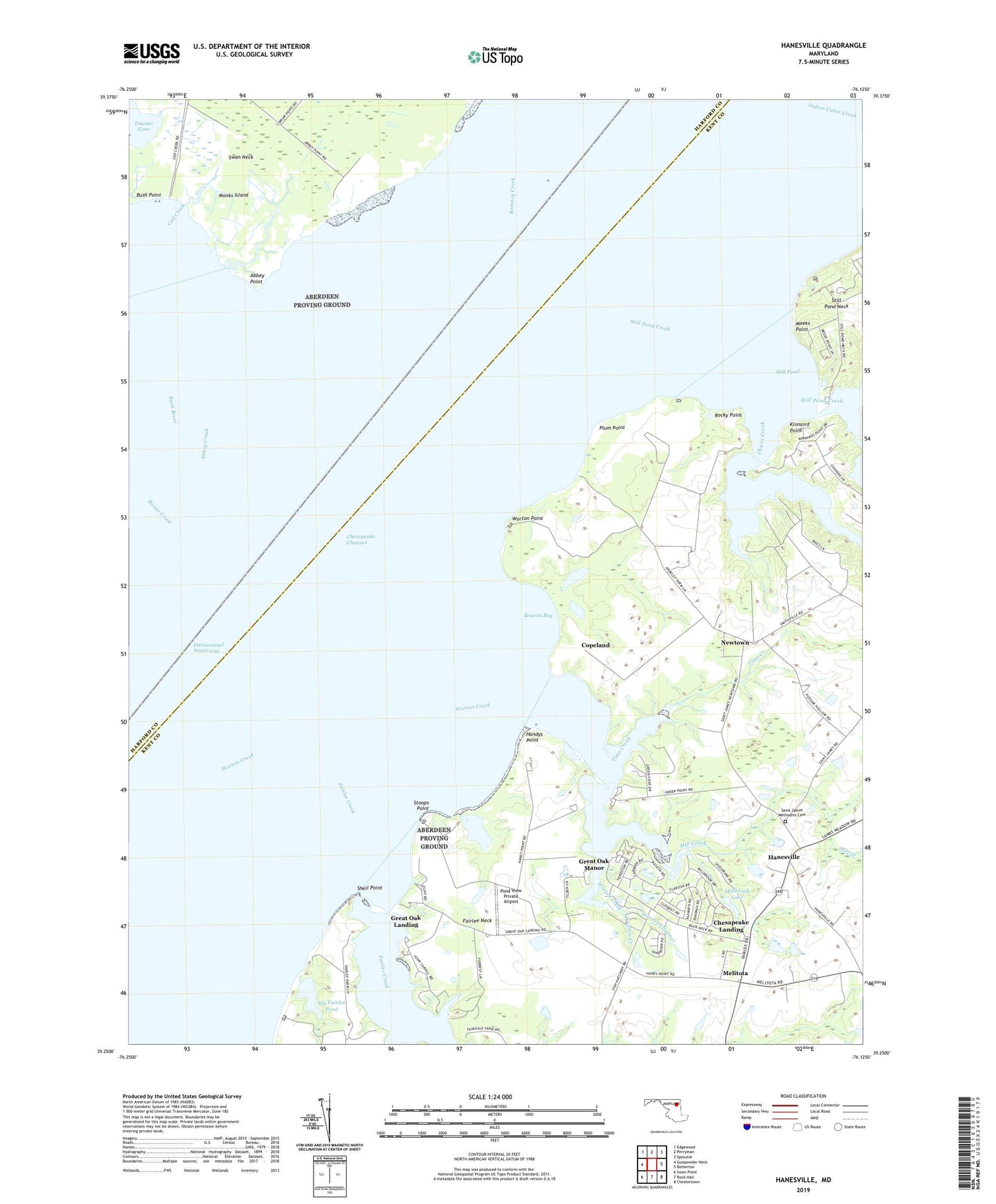 Hanesville Maryland US Topo Map Image